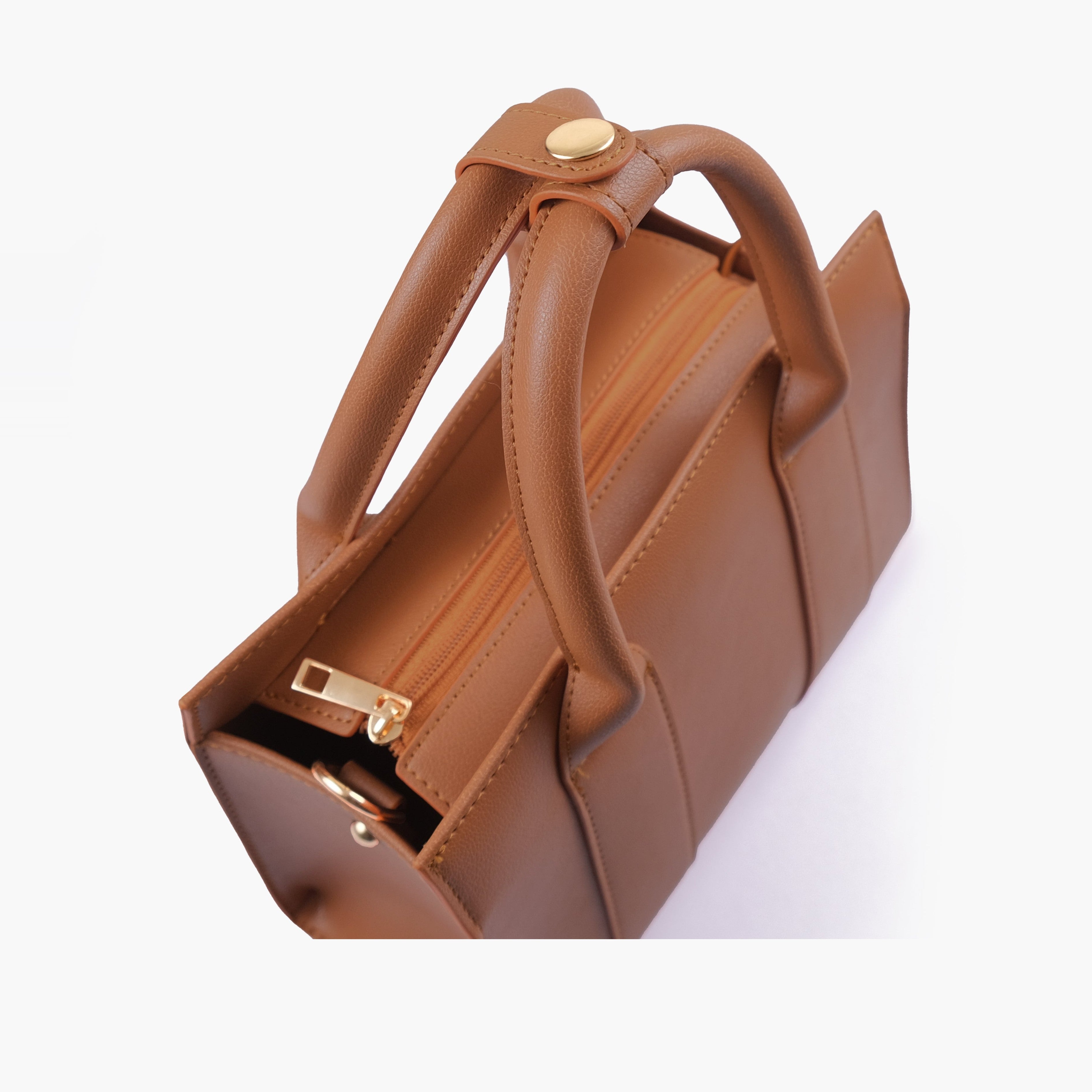 The tan mini tote bag