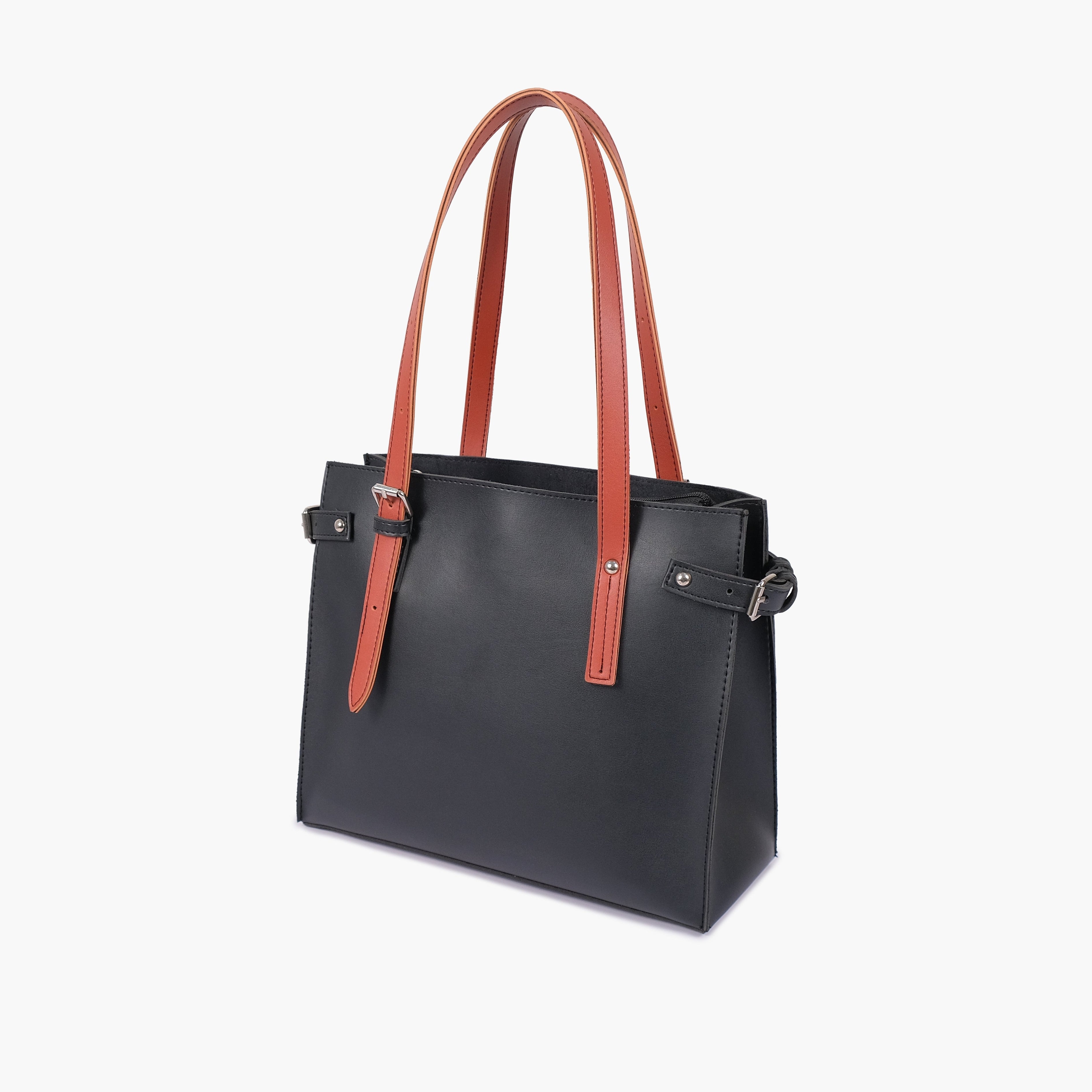 Black satchel tote bag