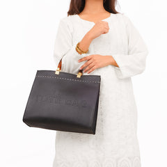 Black signature tote bag