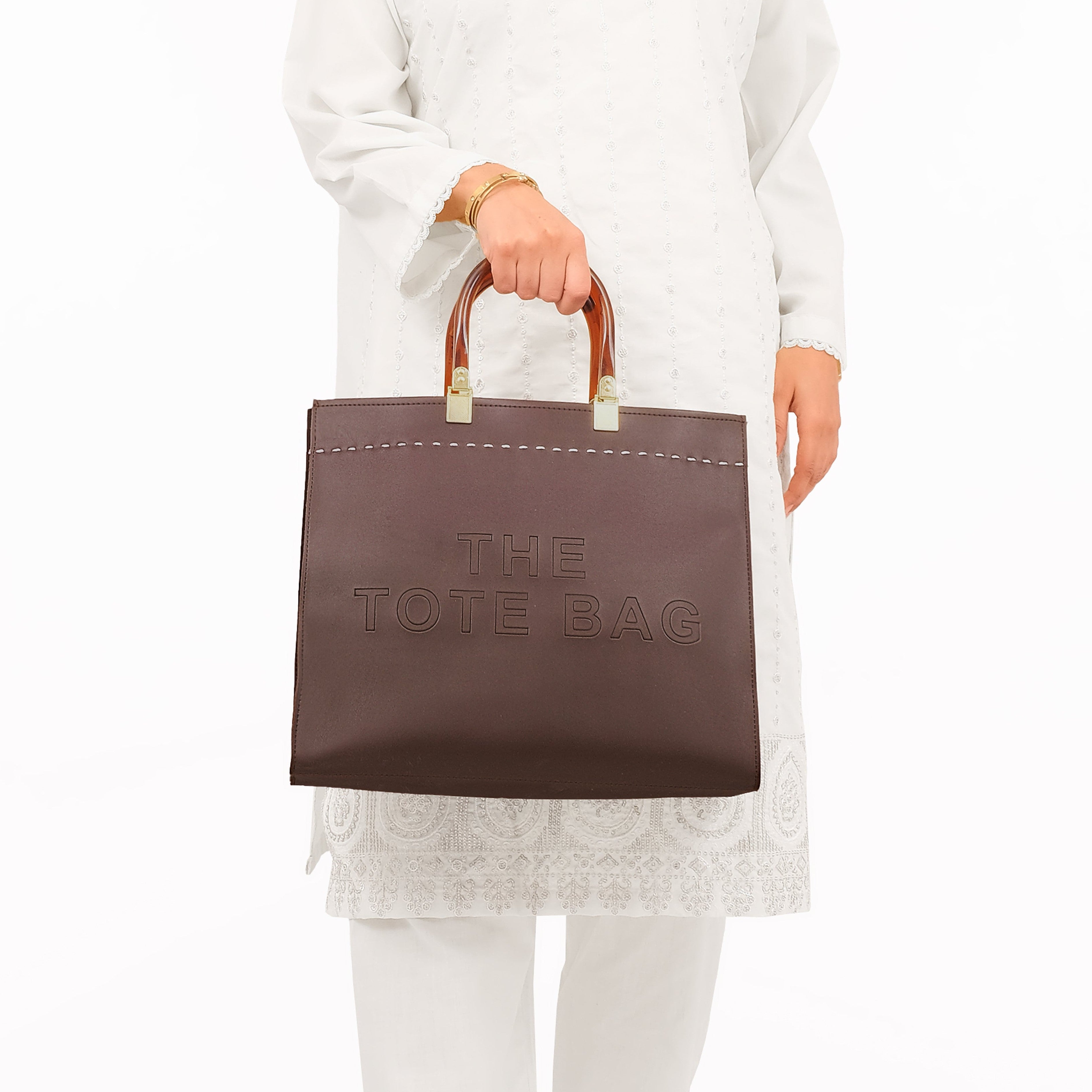 Dark brown signature tote bag