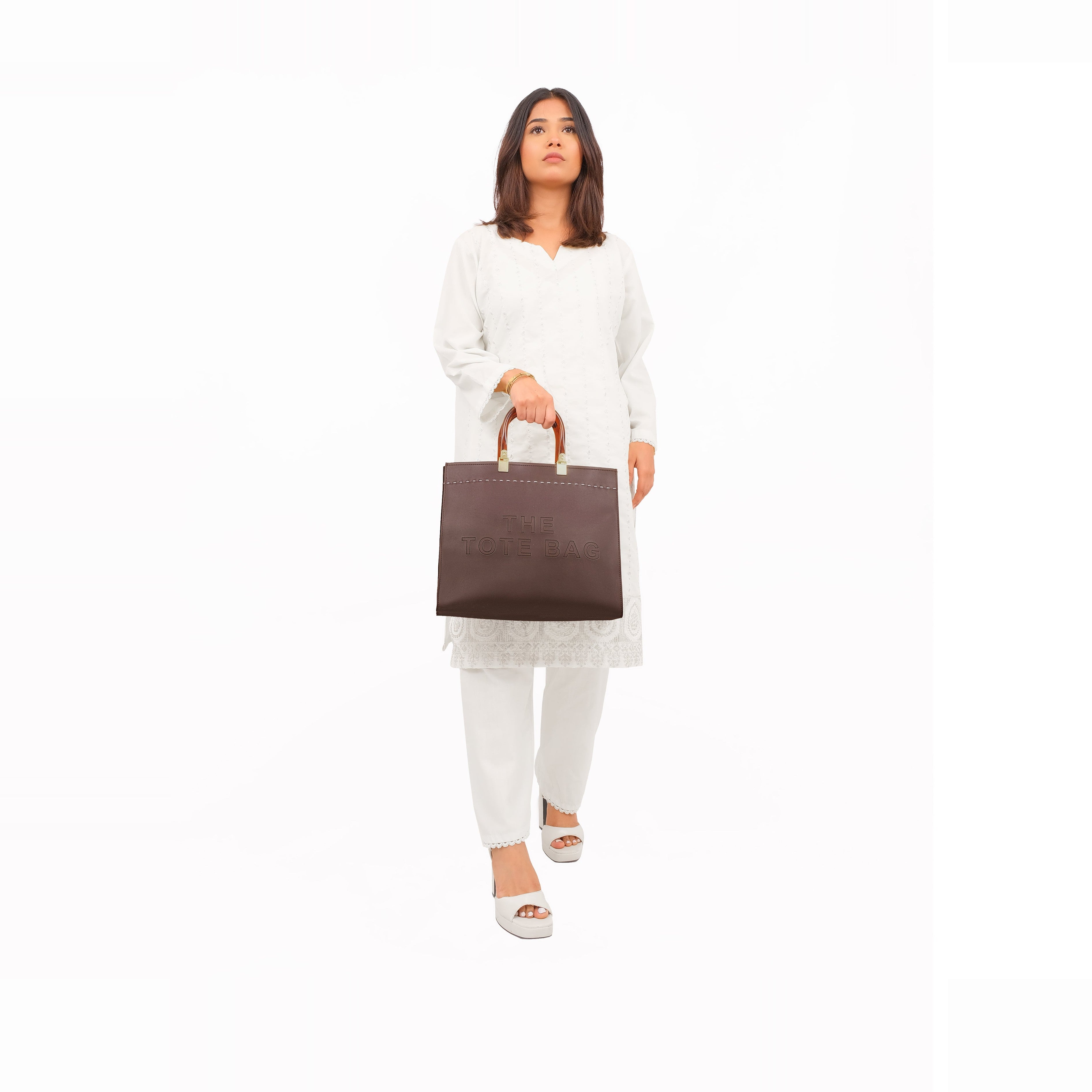 Dark brown signature tote bag