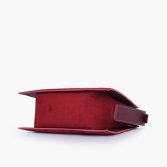 Burgundy suede trapeze top-handle bag