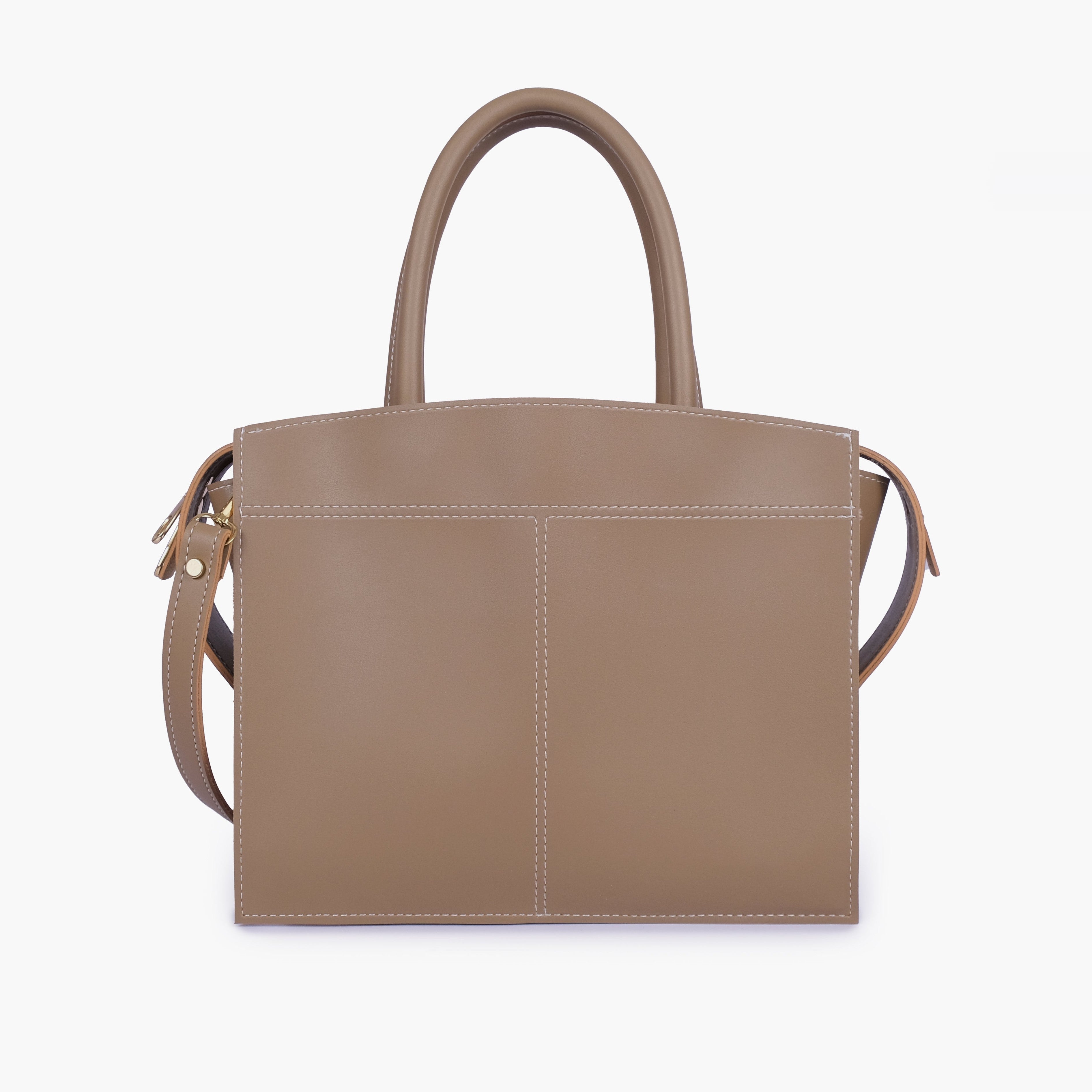 Coffee trapeze top-handle bag