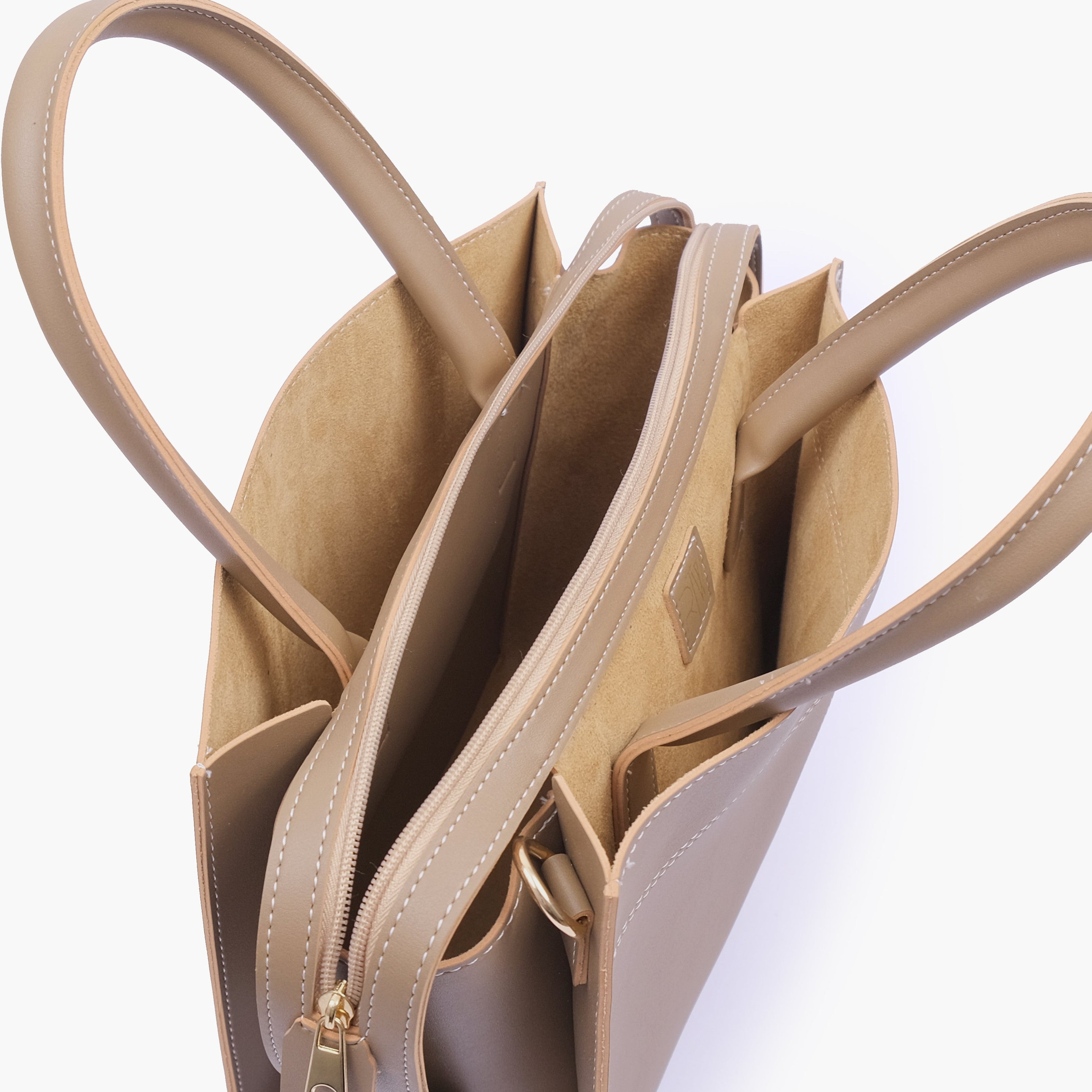 Coffee trapeze top-handle bag