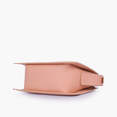 Peach trapeze top-handle bag