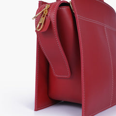 Maroon trapeze top-handle bag