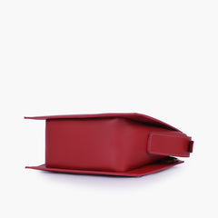 Maroon trapeze top-handle bag