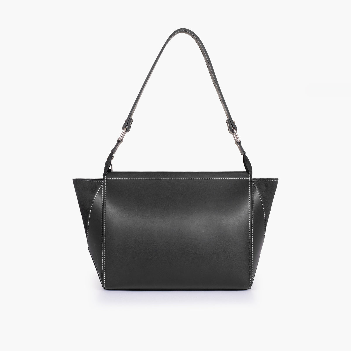 Black suede trio twist handbag