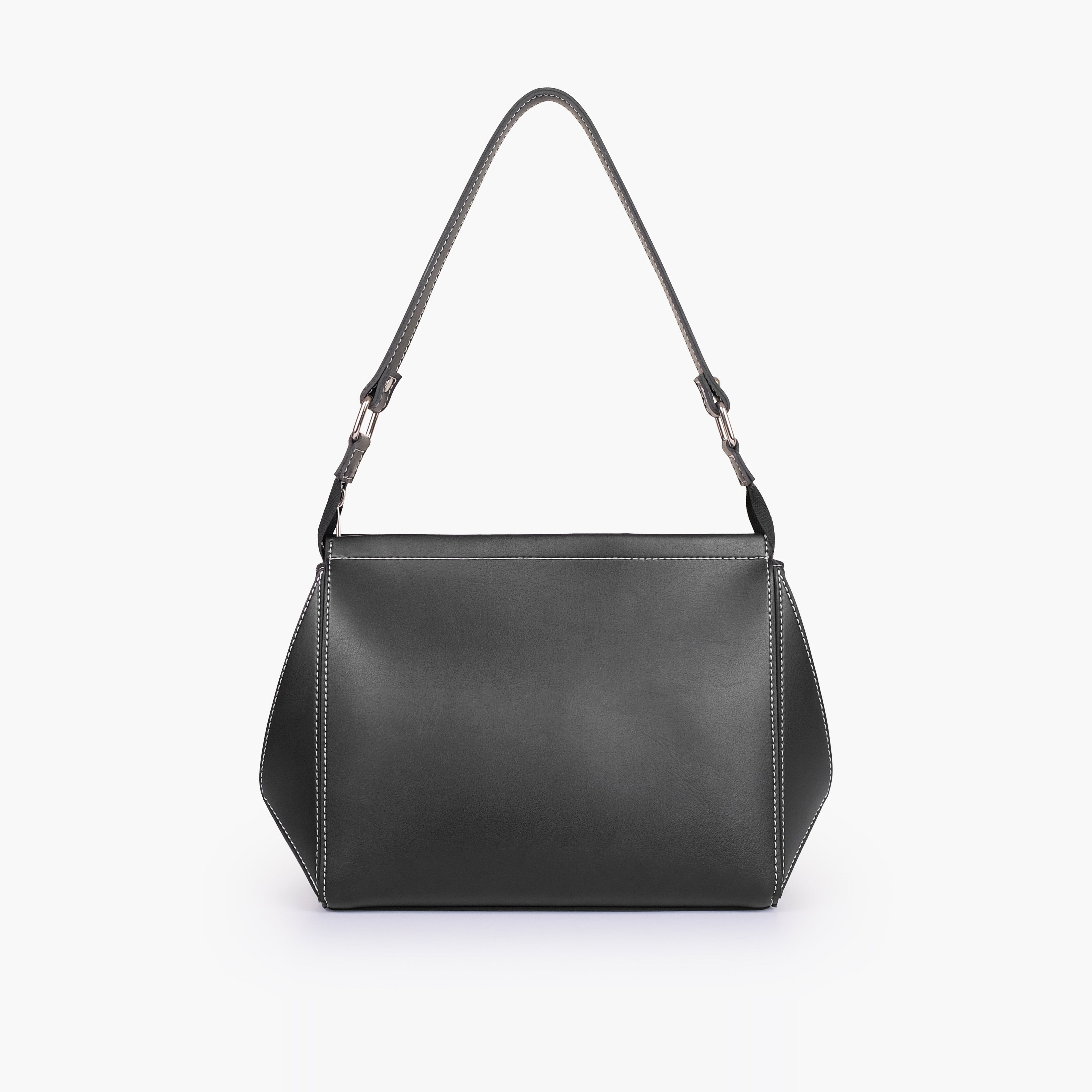 Black suede trio twist handbag