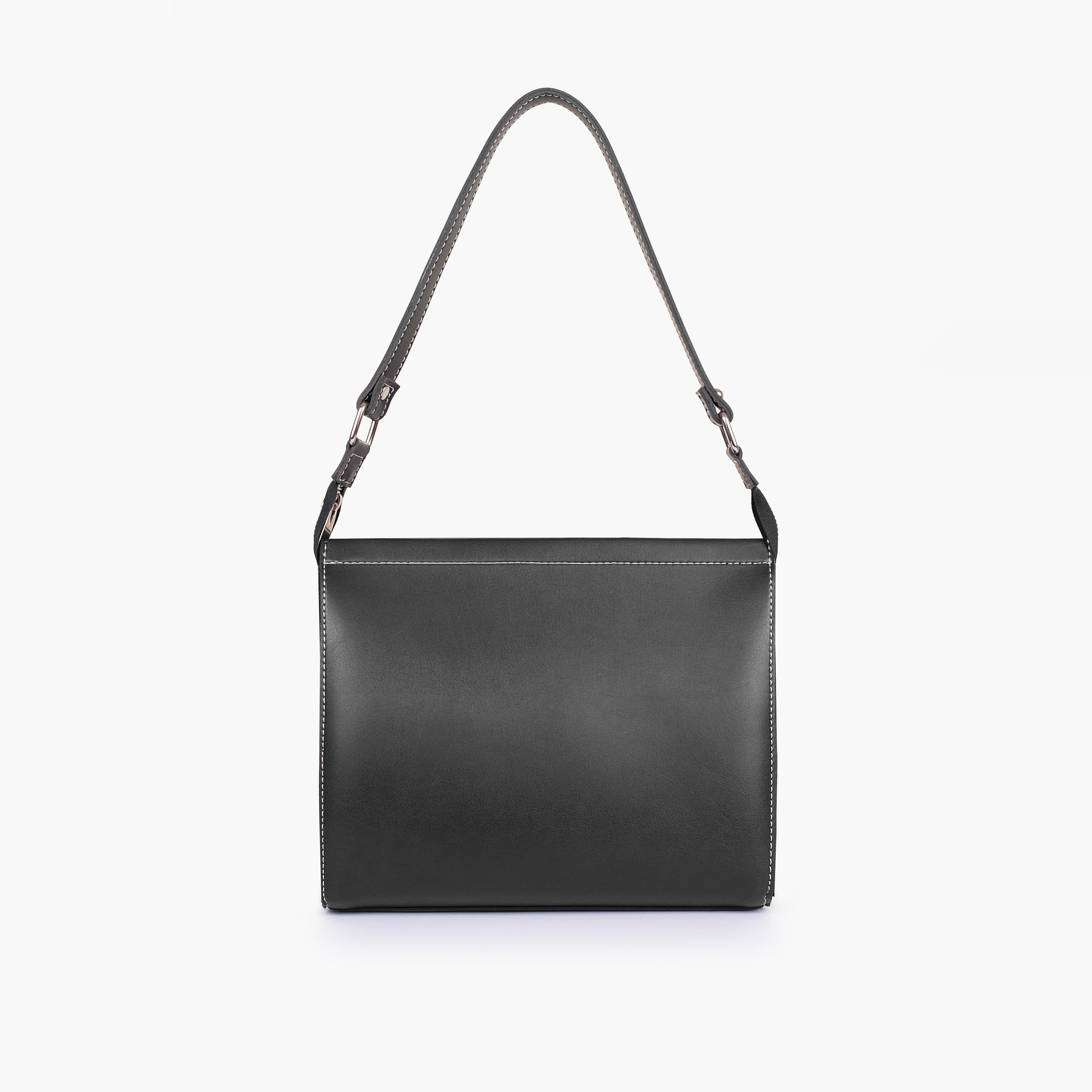 Black suede trio twist handbag