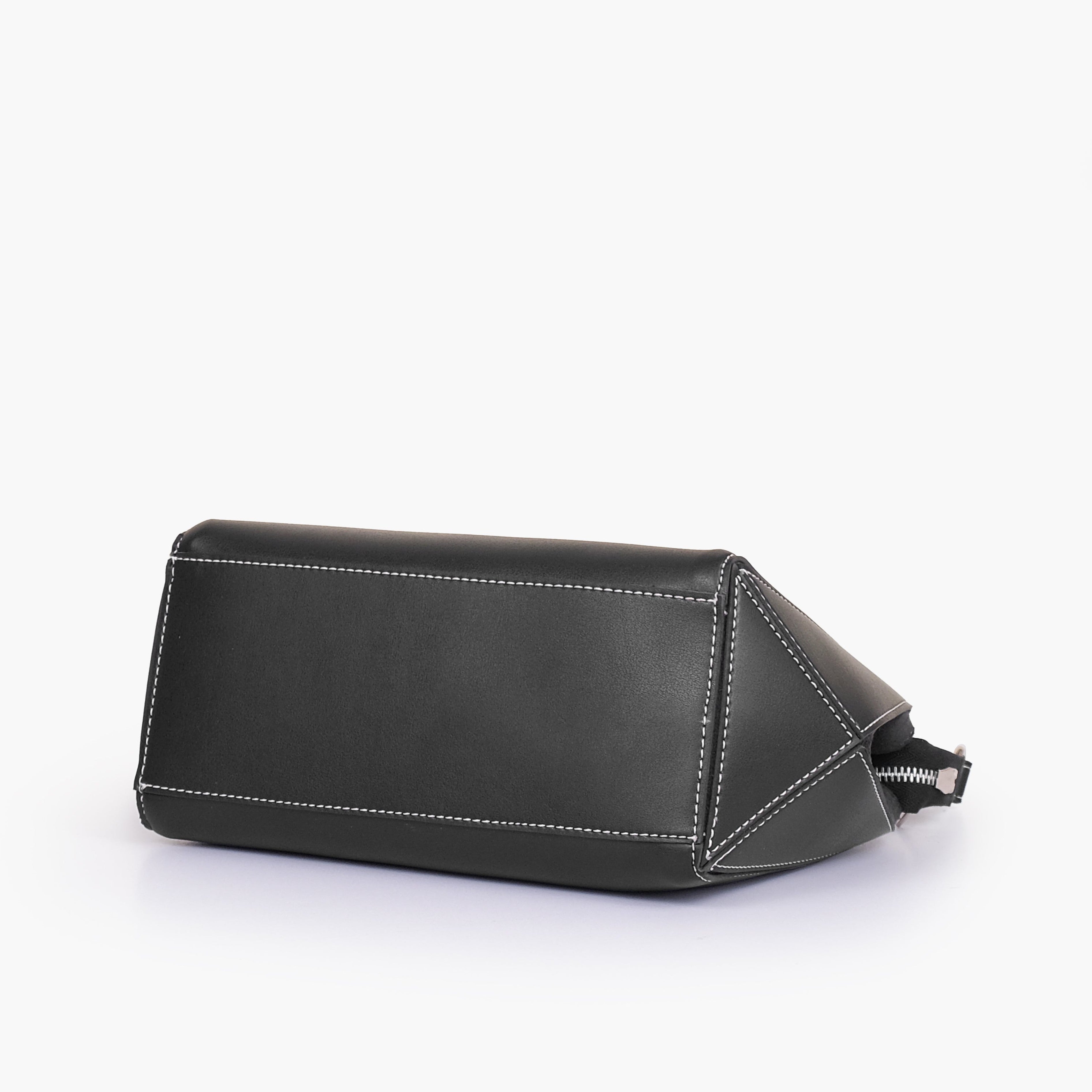 Black suede trio twist handbag
