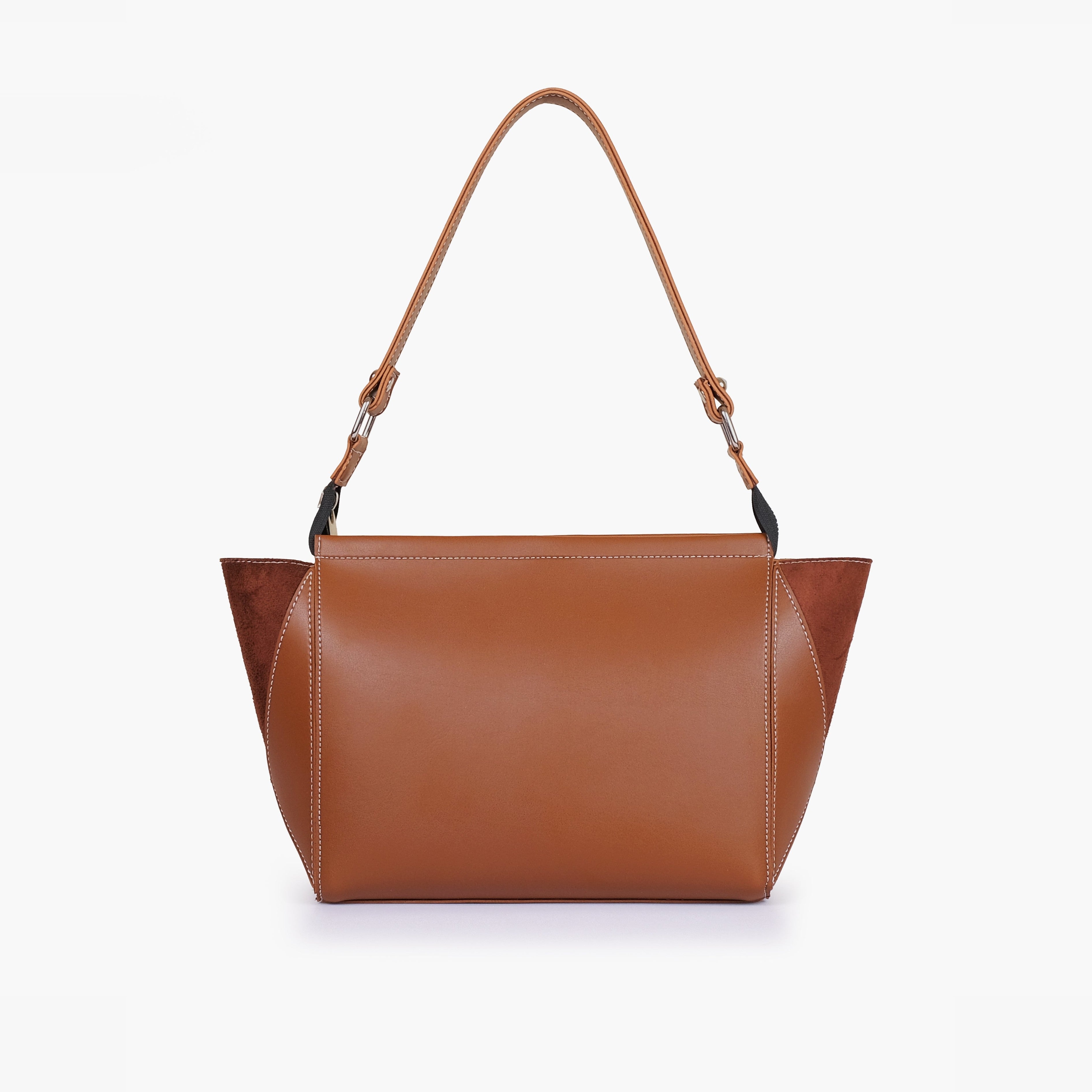 Brown suede trio twist handbag