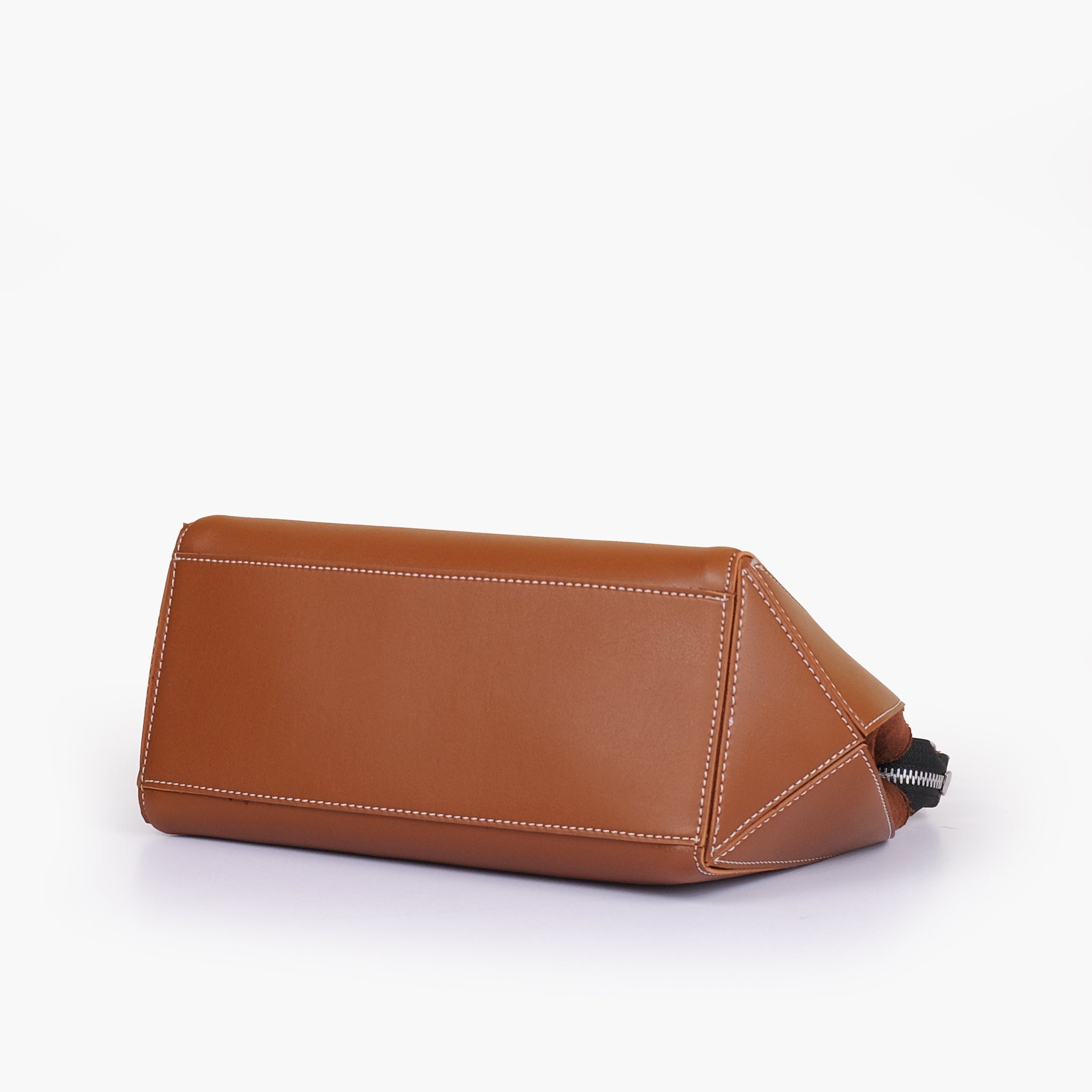Brown suede trio twist handbag
