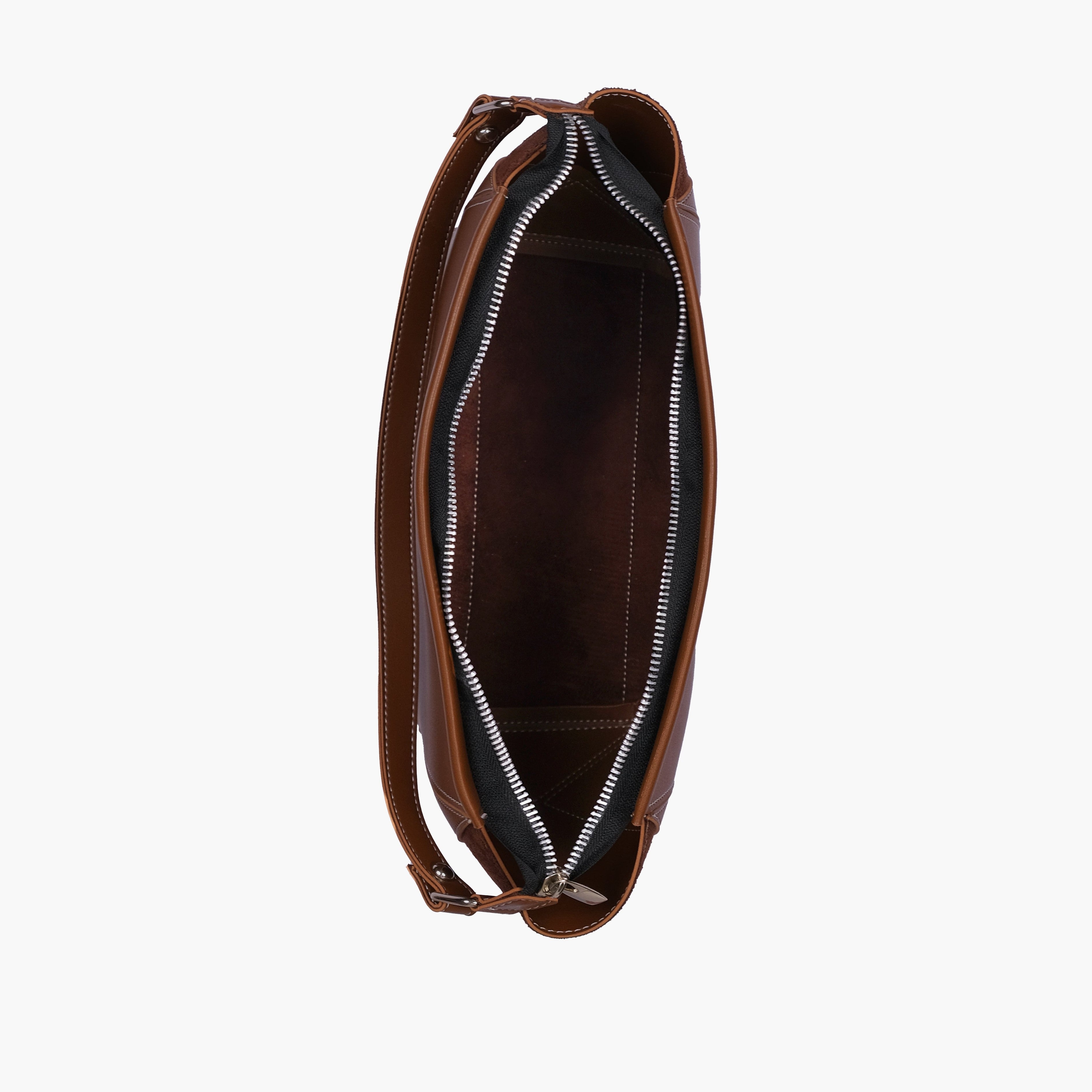 Brown suede trio twist handbag