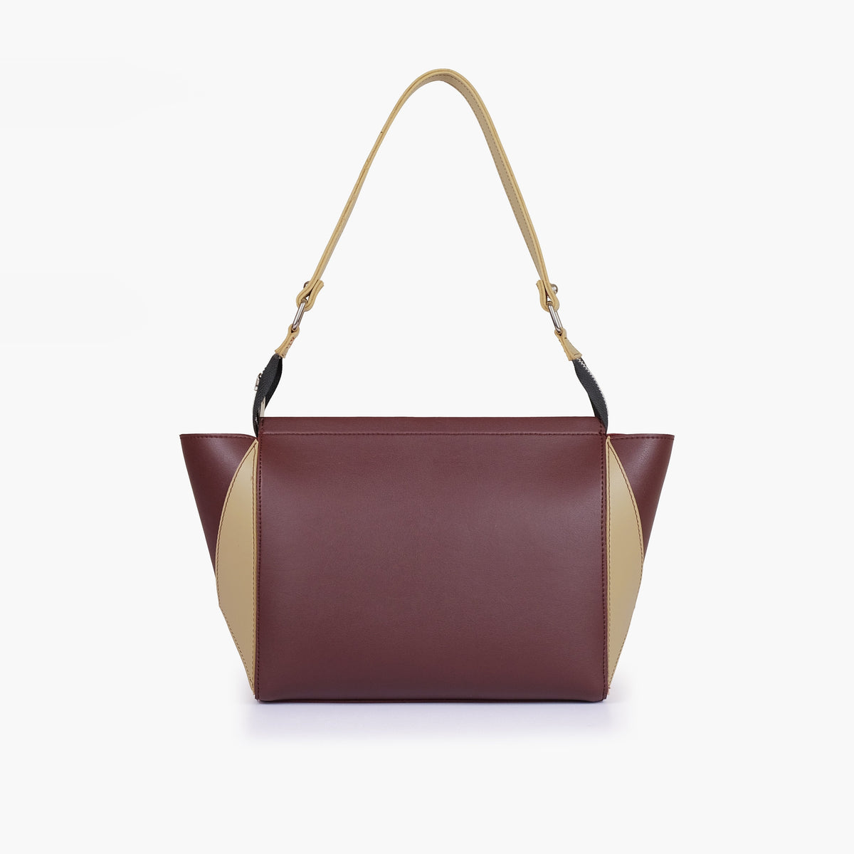 Burgundy and off-white trio twist handbag