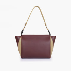 Burgundy and off-white trio twist handbag