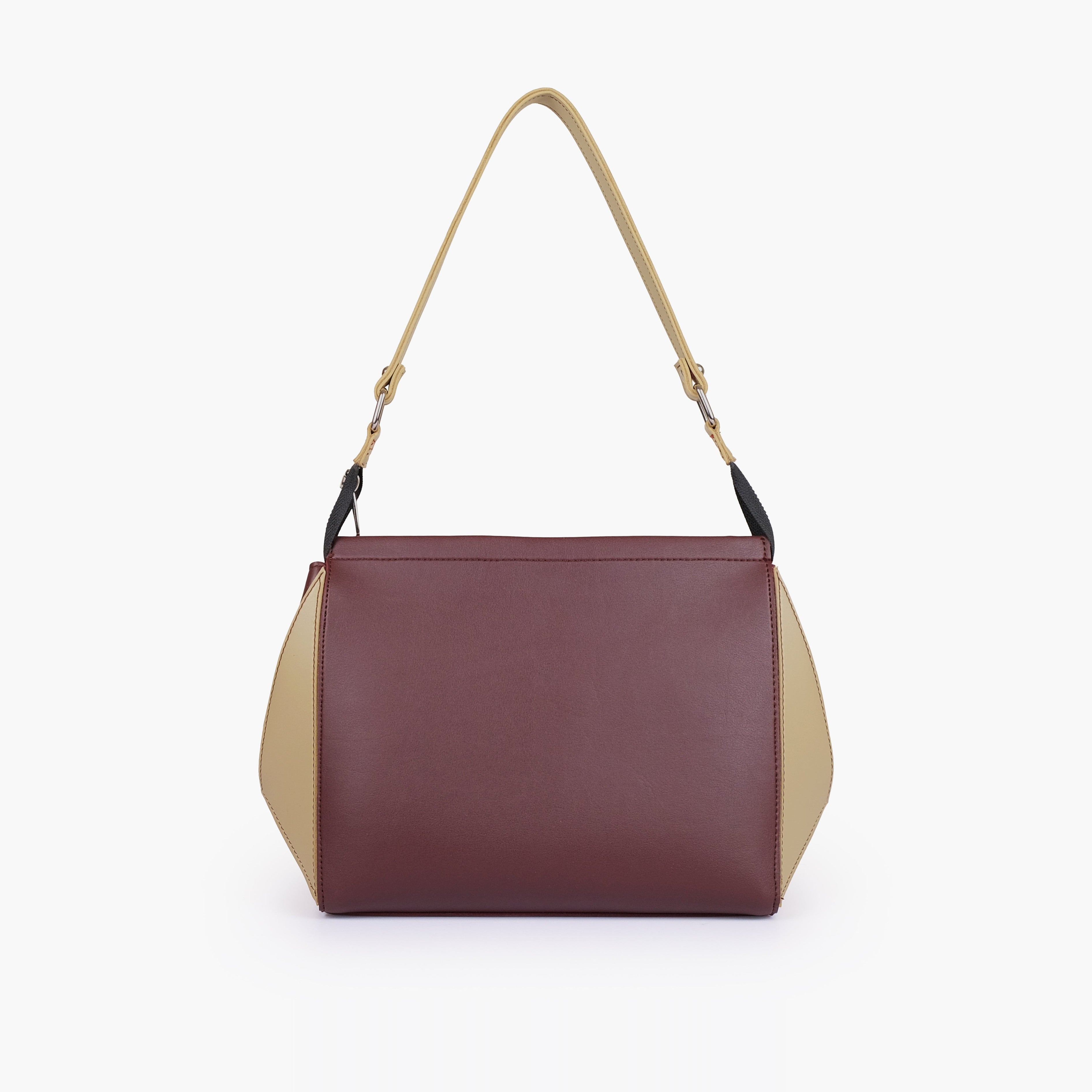 Burgundy and off-white trio twist handbag