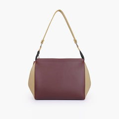 Burgundy and off-white trio twist handbag