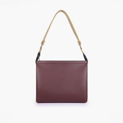 Burgundy and off-white trio twist handbag