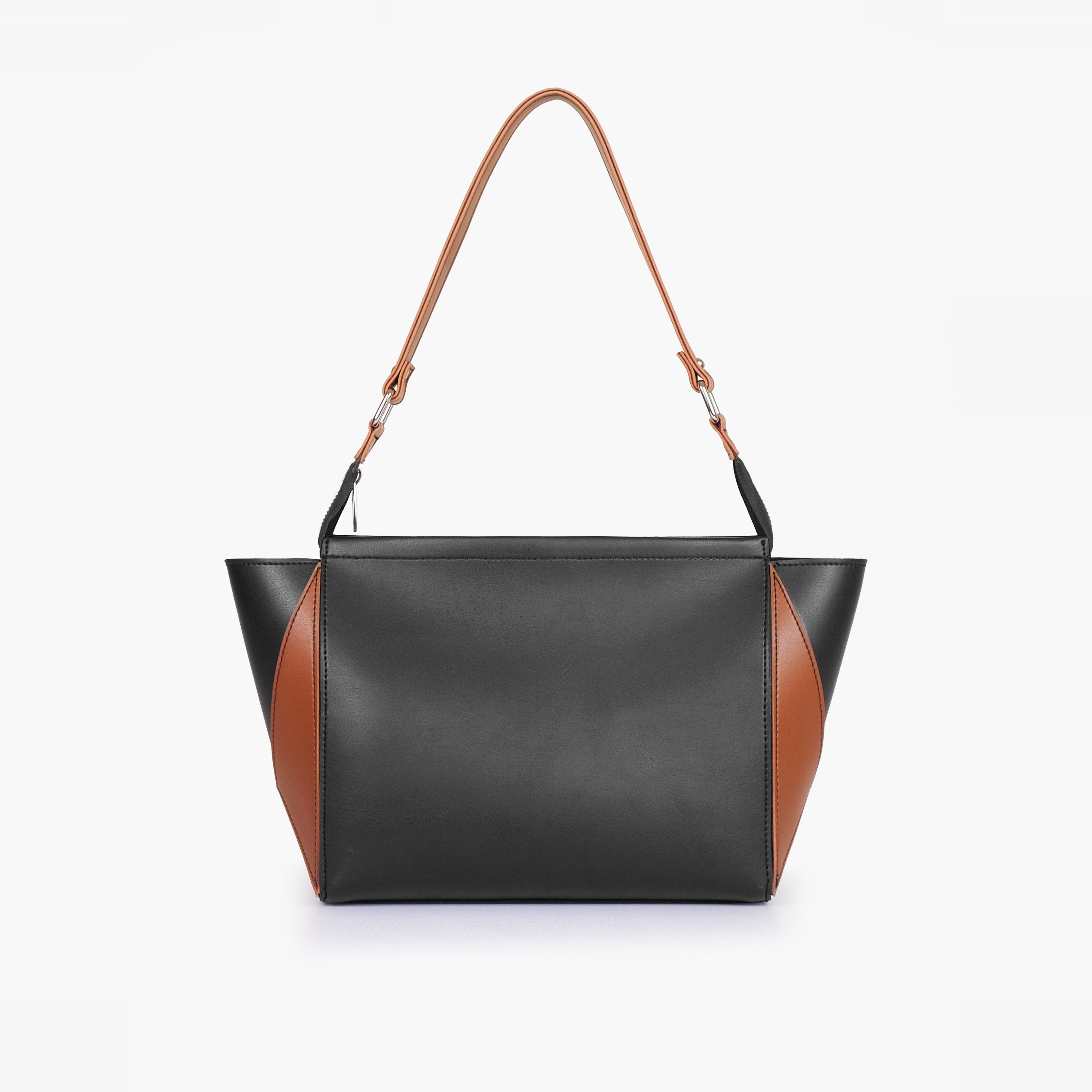 Black and brown trio twist handbag