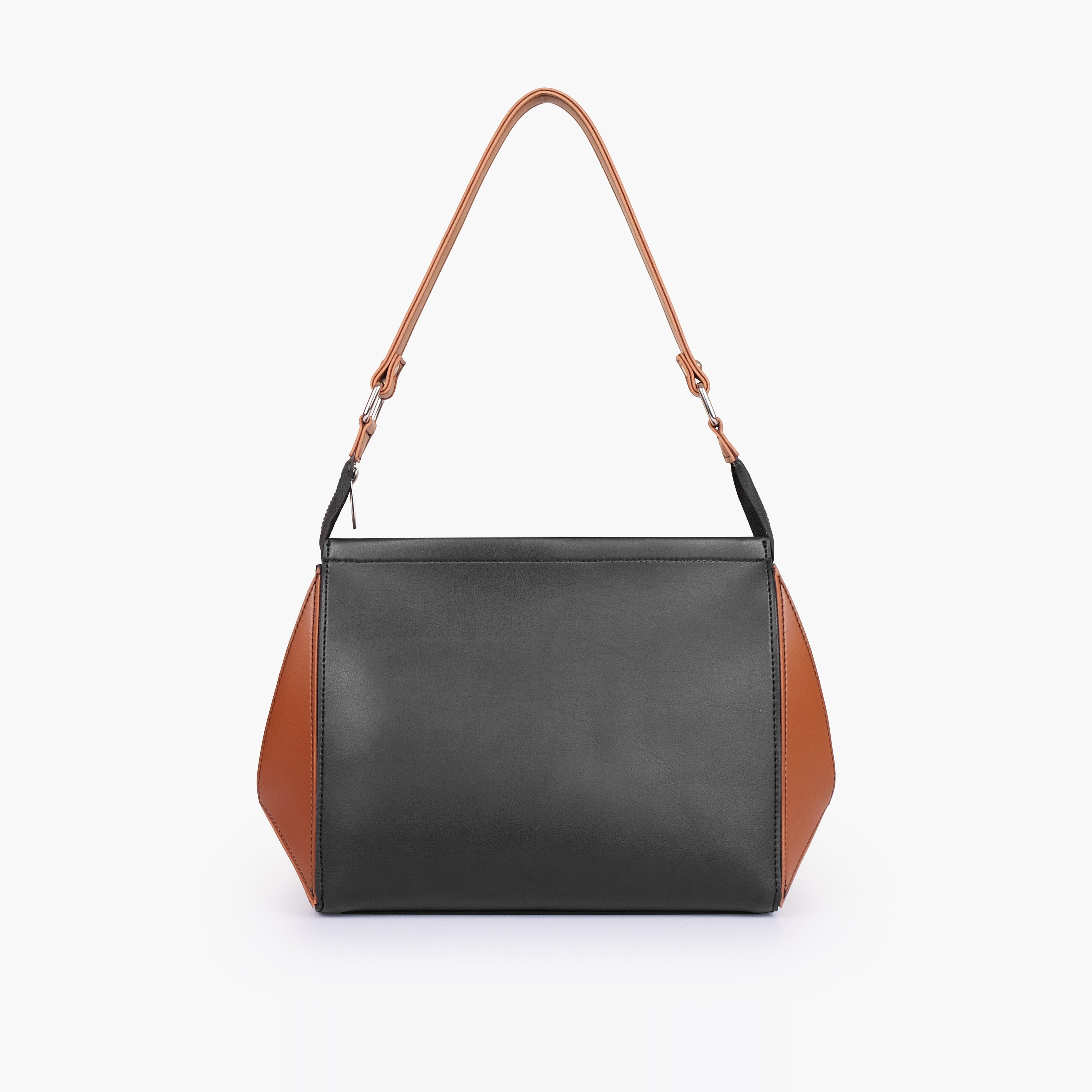 Black and brown trio twist handbag