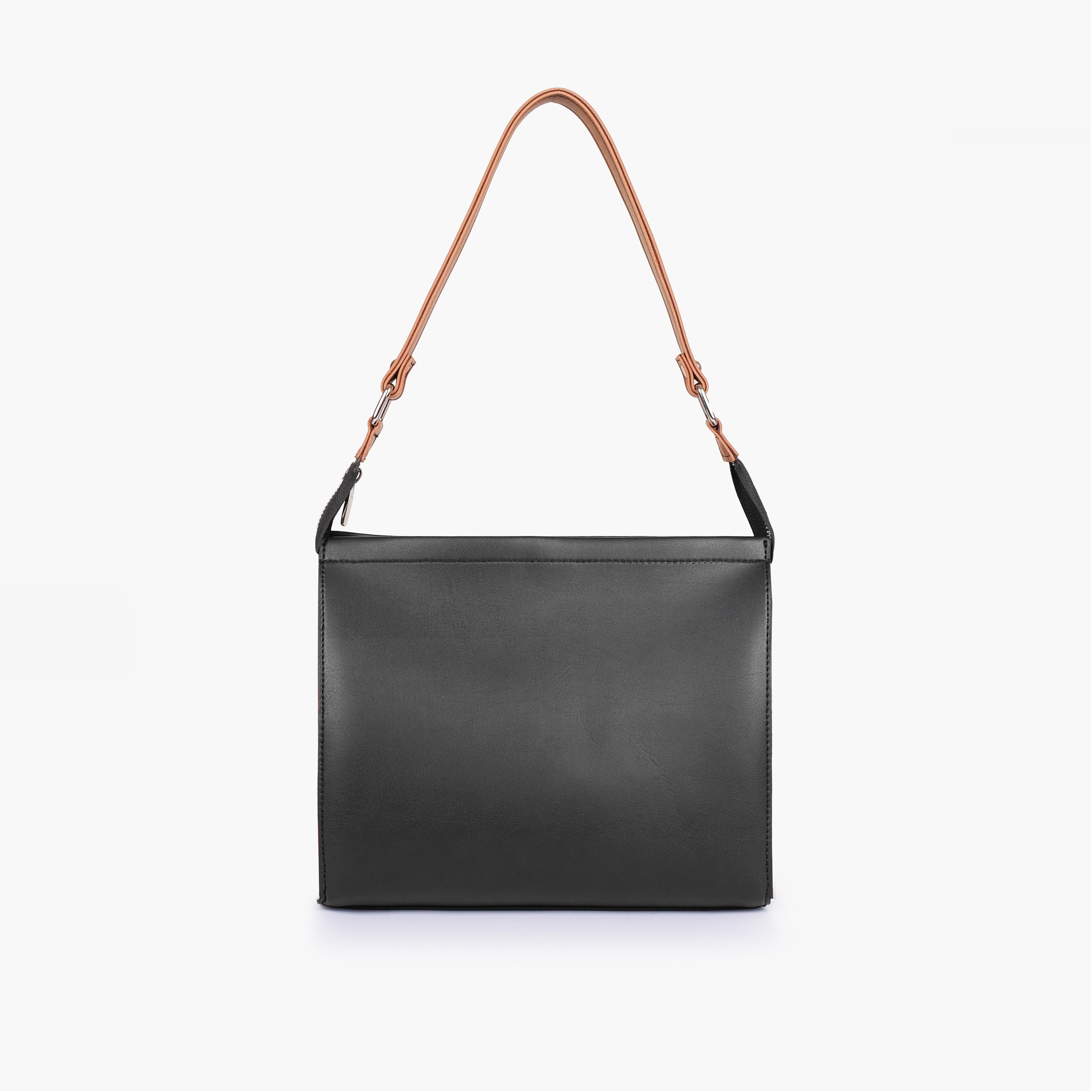 Black and brown trio twist handbag
