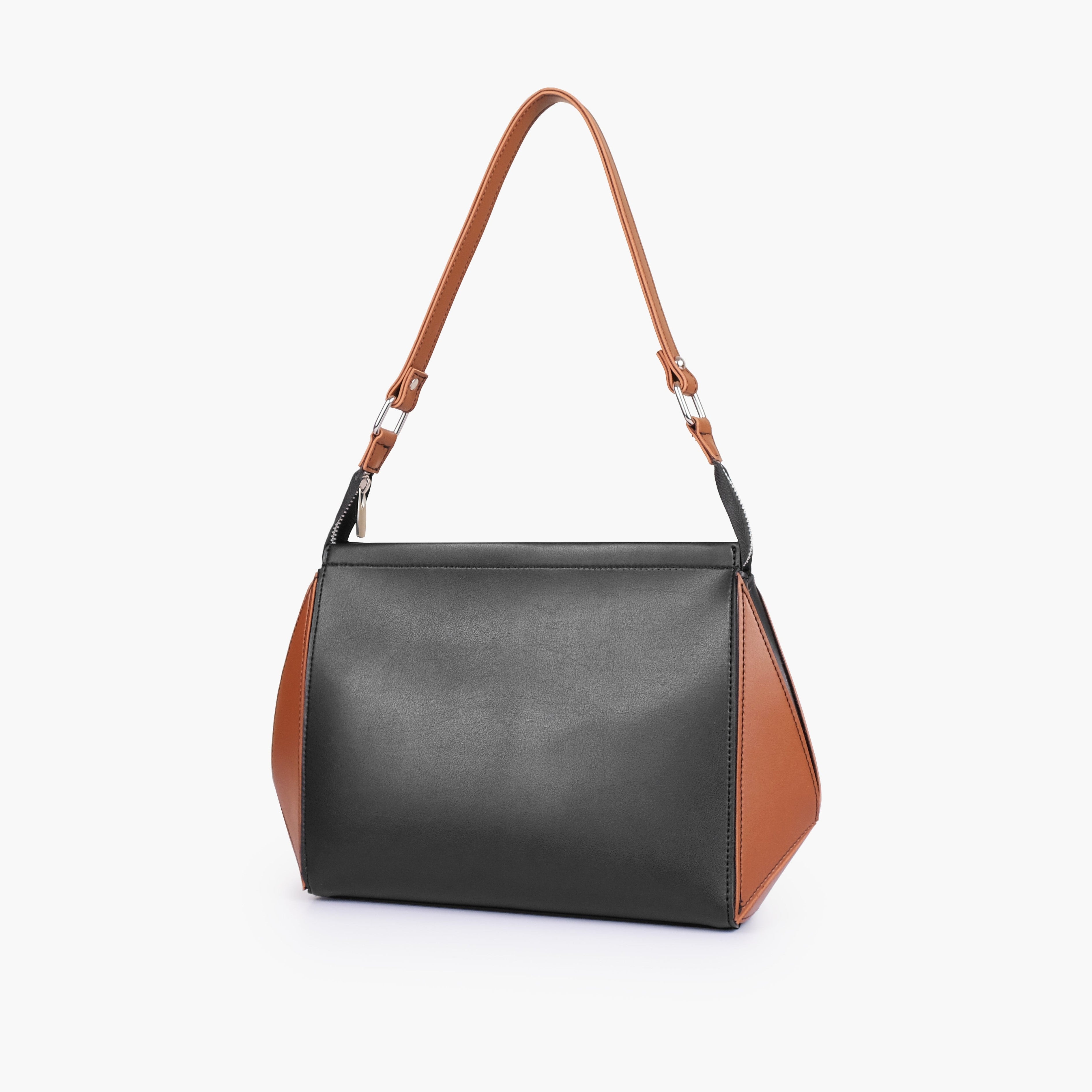 Black and brown trio twist handbag