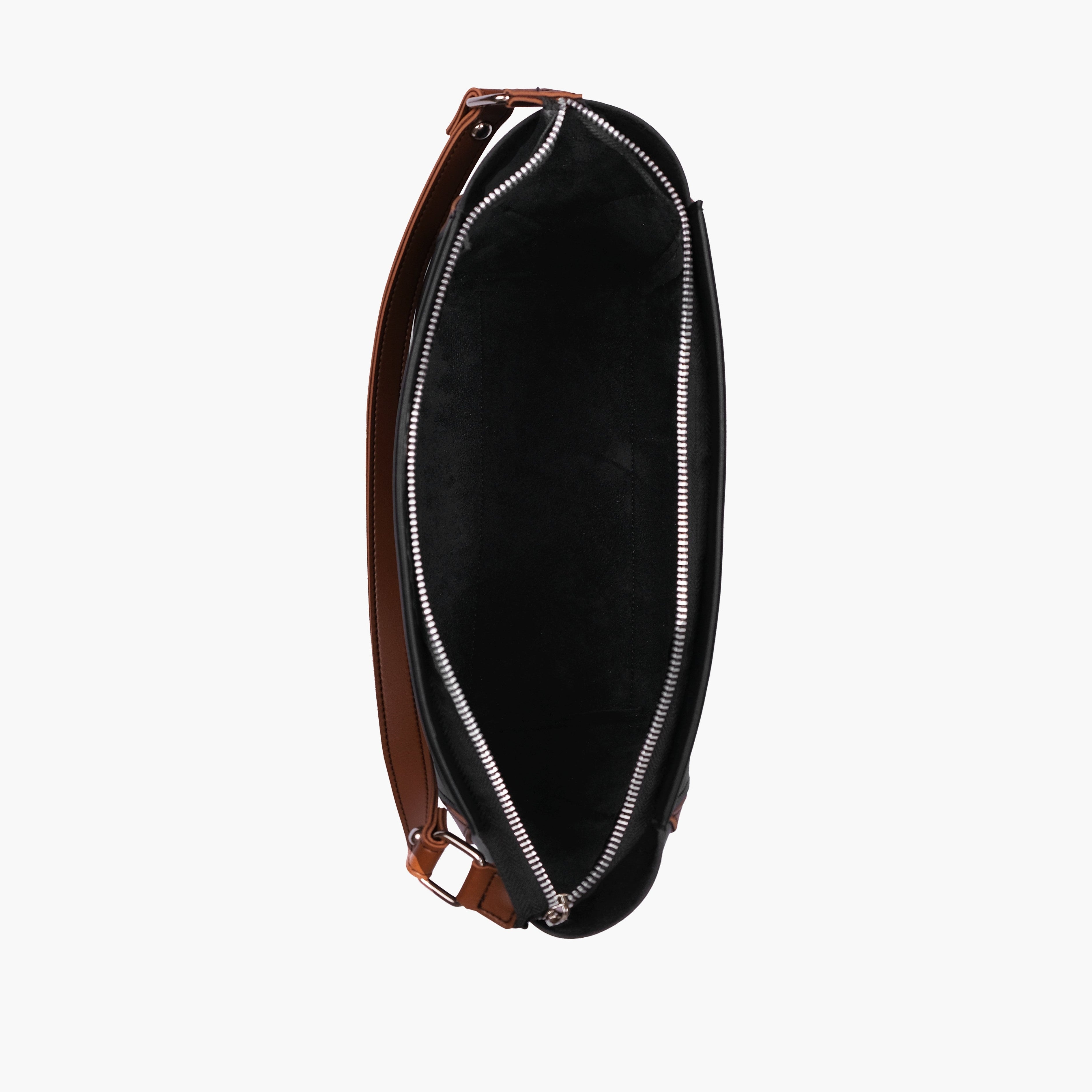 Black and brown trio twist handbag