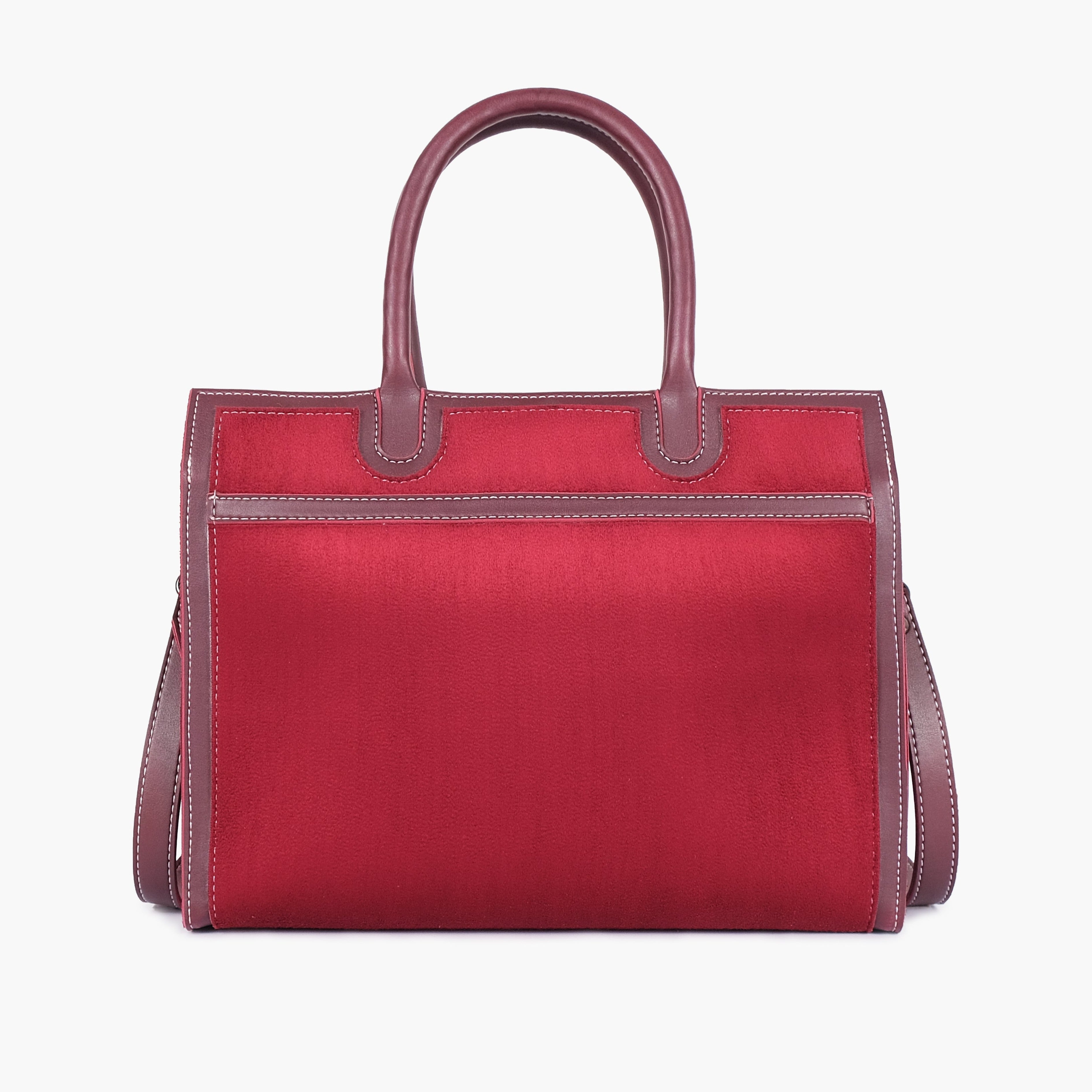 Burgundy suede vintage handbag