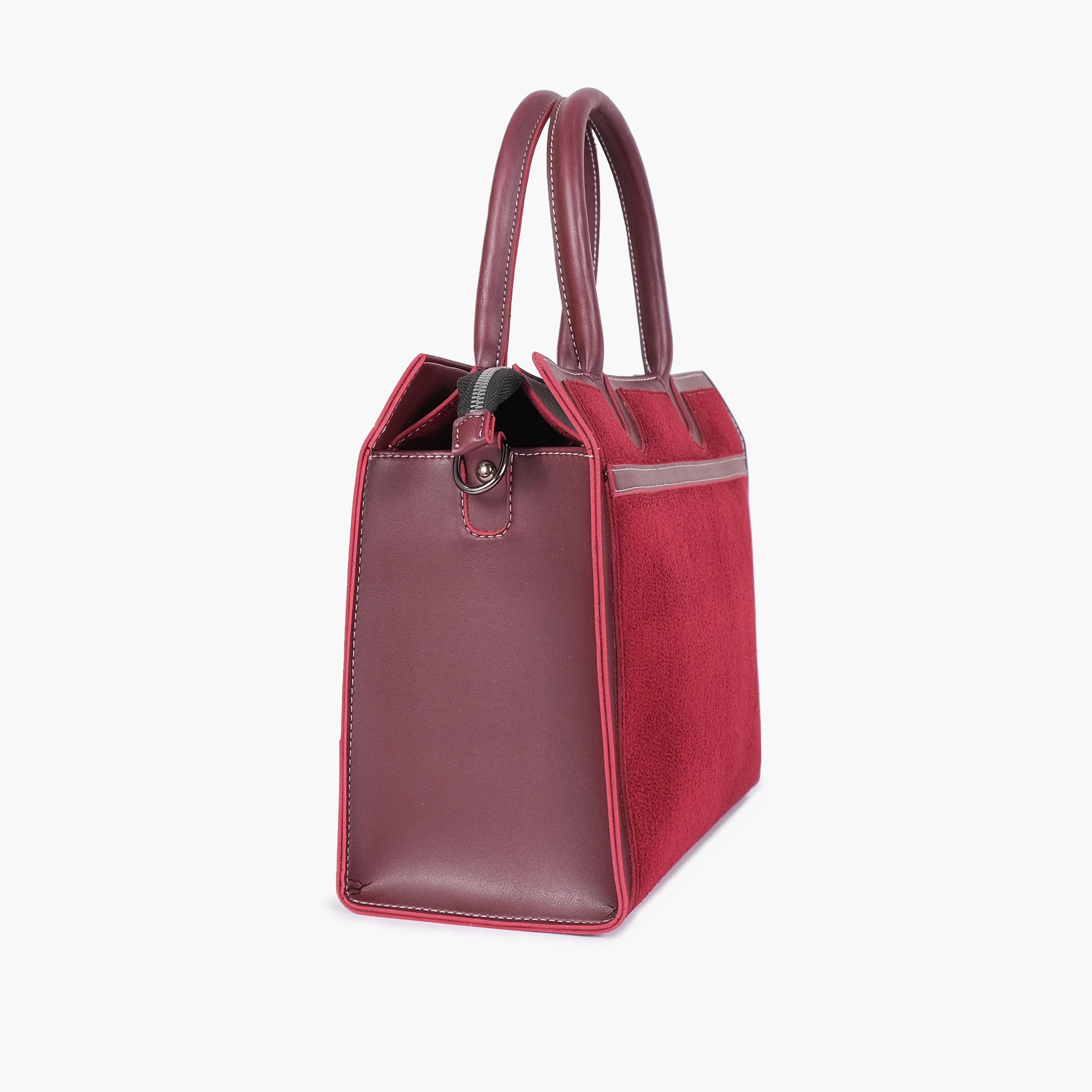 Burgundy suede vintage handbag