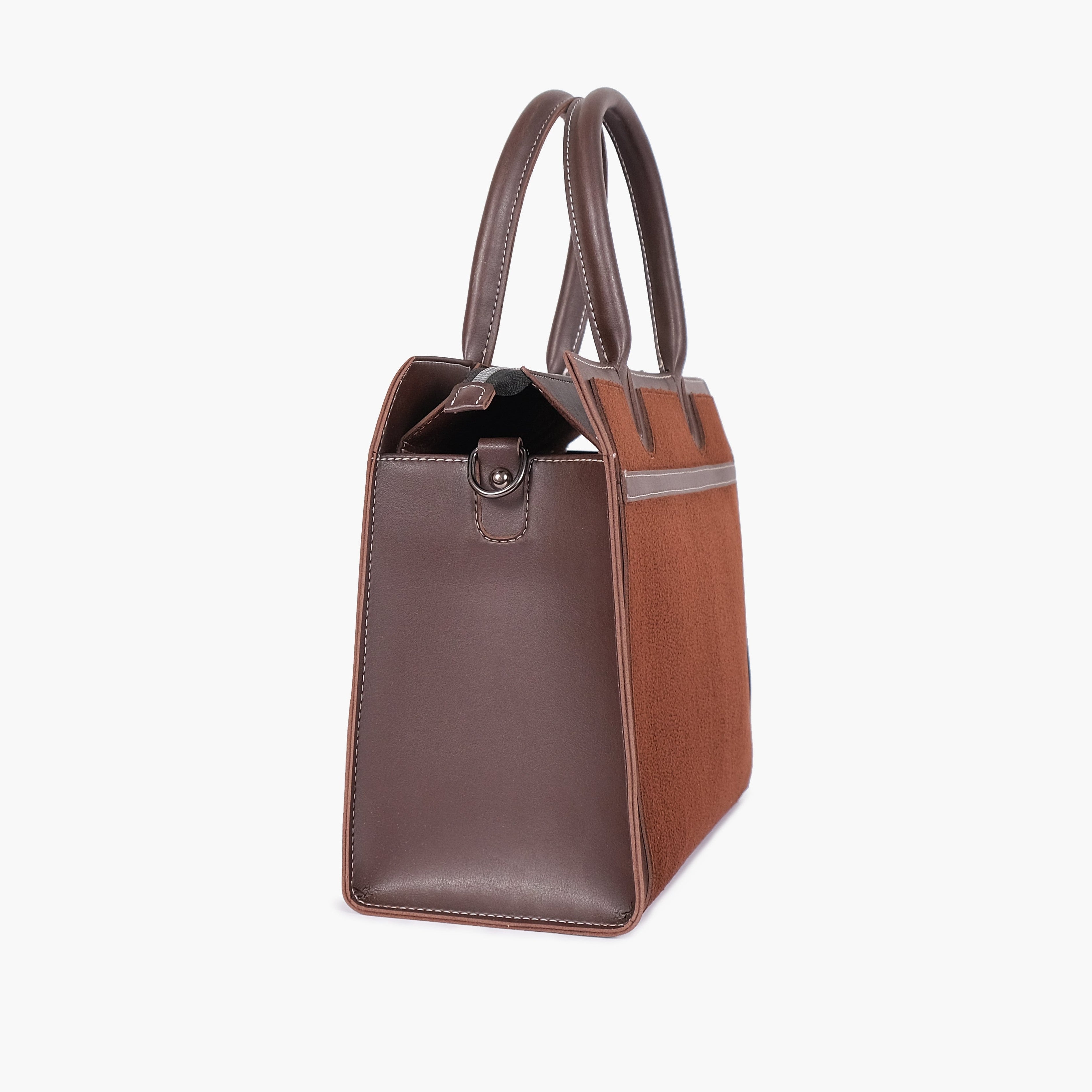 Dark brown suede vintage handbag