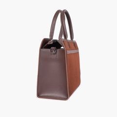 Dark brown suede vintage handbag