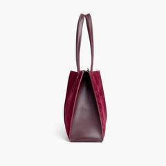 Burgundy suede work tote bag