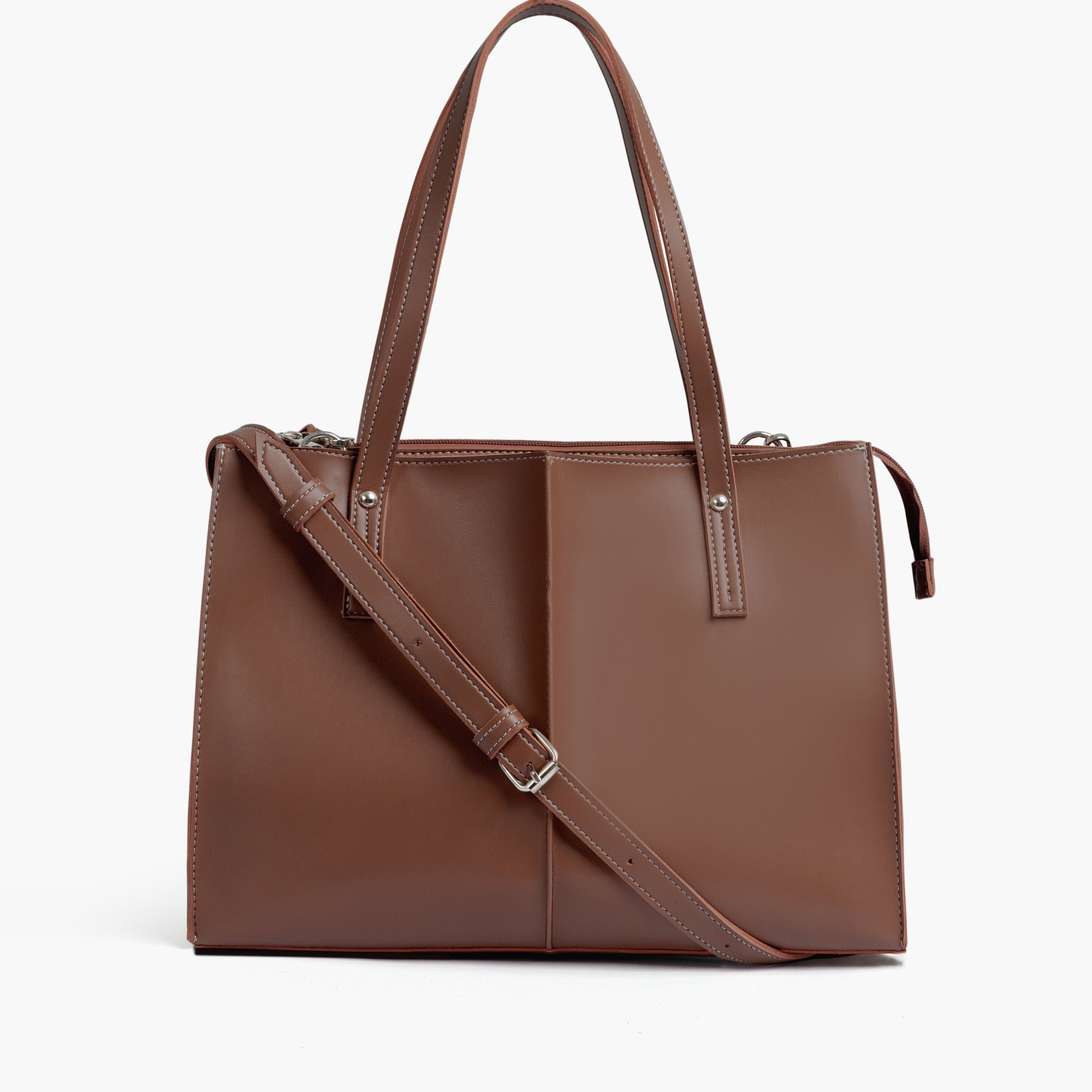 Brown work tote bag