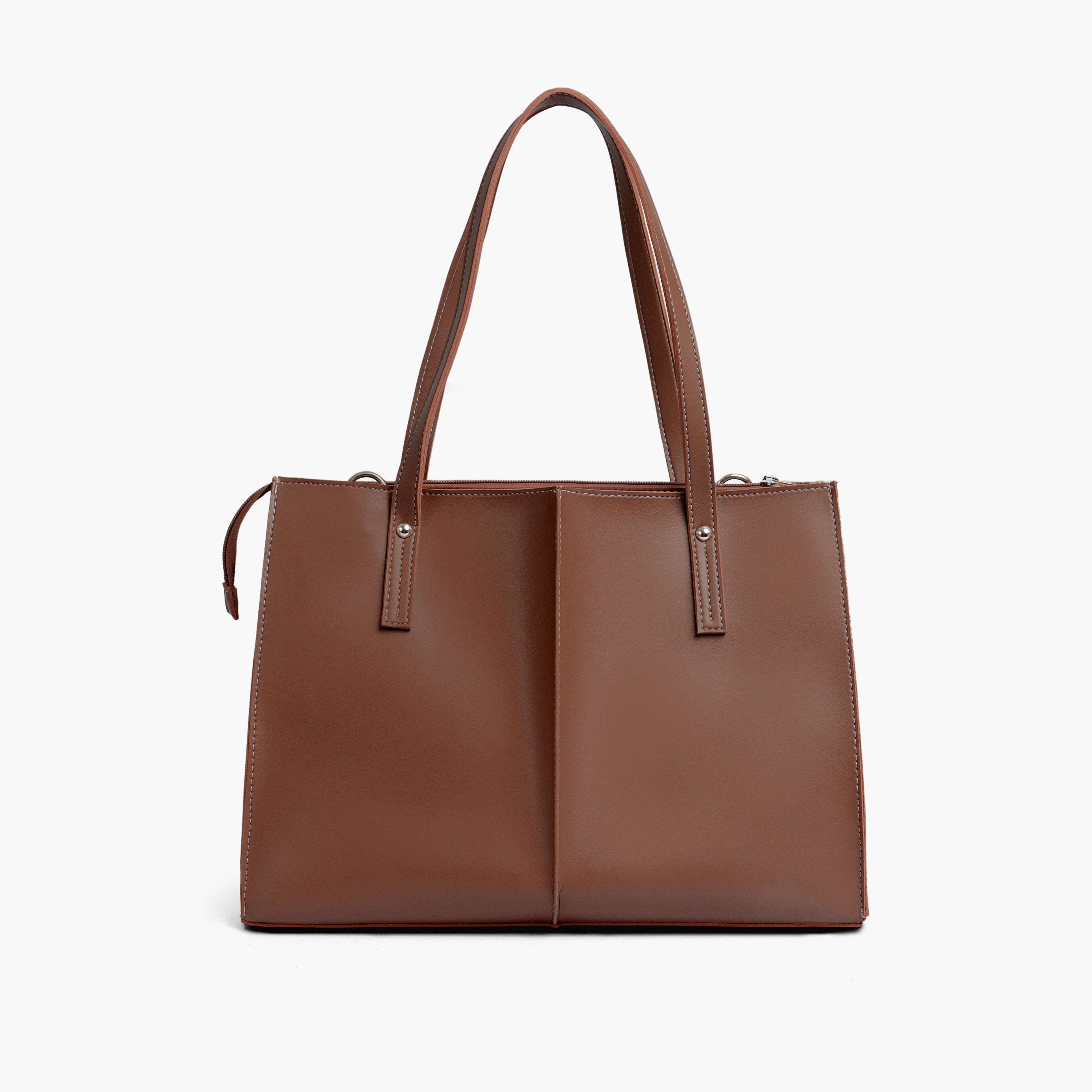 Brown work tote bag