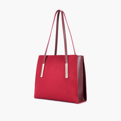 Burgundy suede zipper shoulder bag with long handle