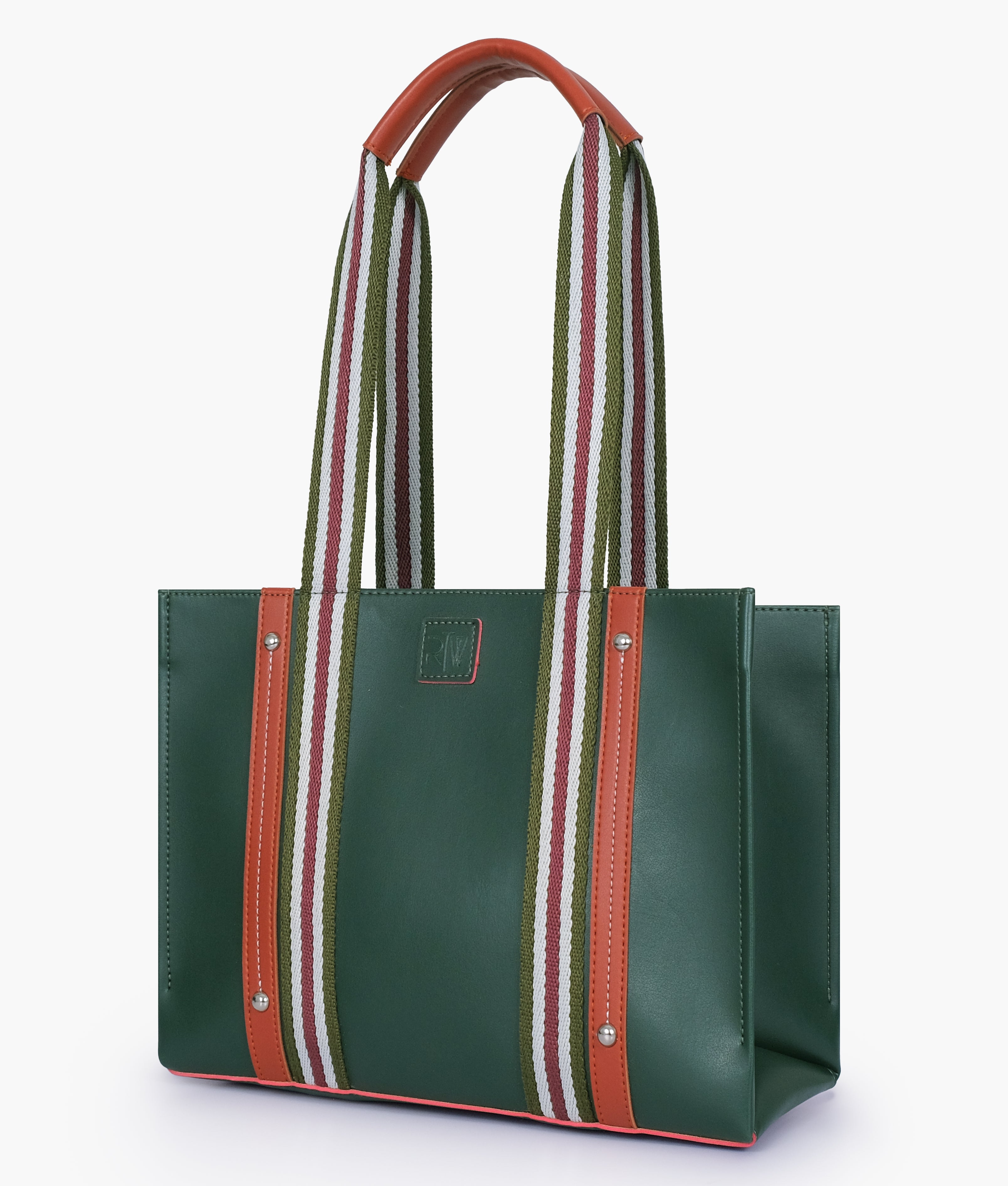 Army green long strap tote bag