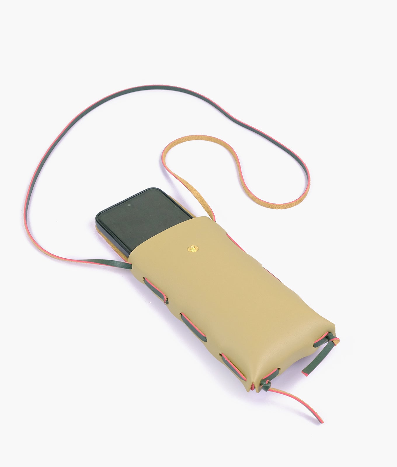 Off-white and army green mobile pouch