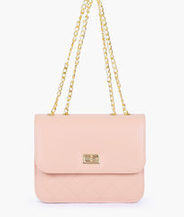 Baby pink quilted chain cross-body bag