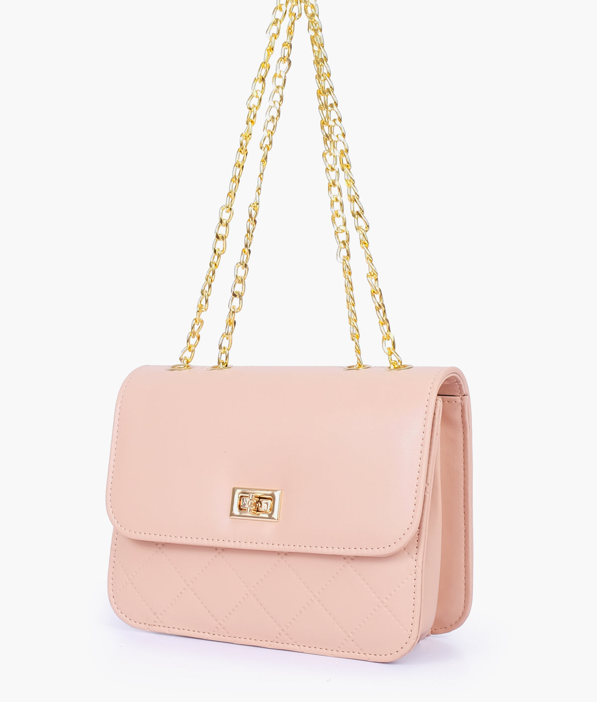 Baby pink quilted chain cross-body bag