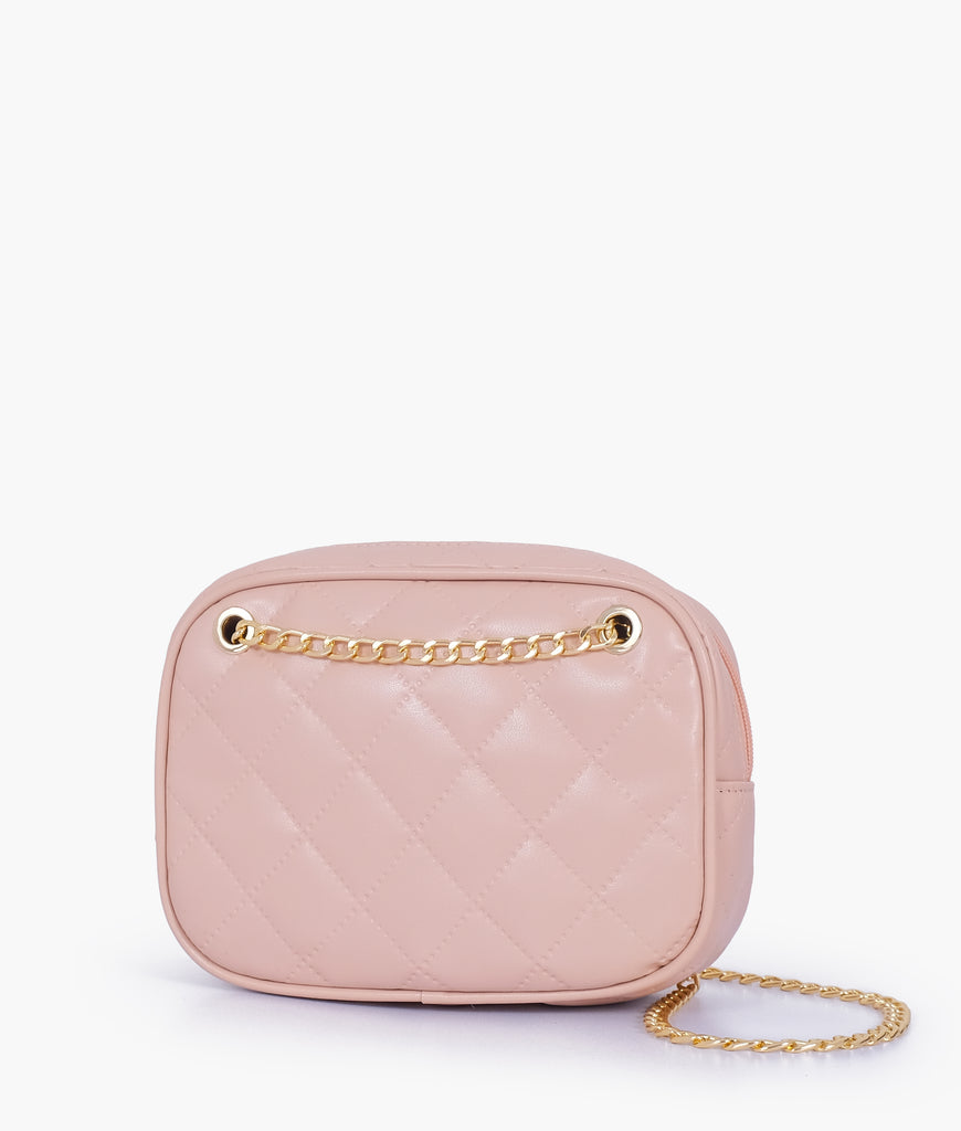 Baby pink quilted rectangle cross body bag RTW Creation