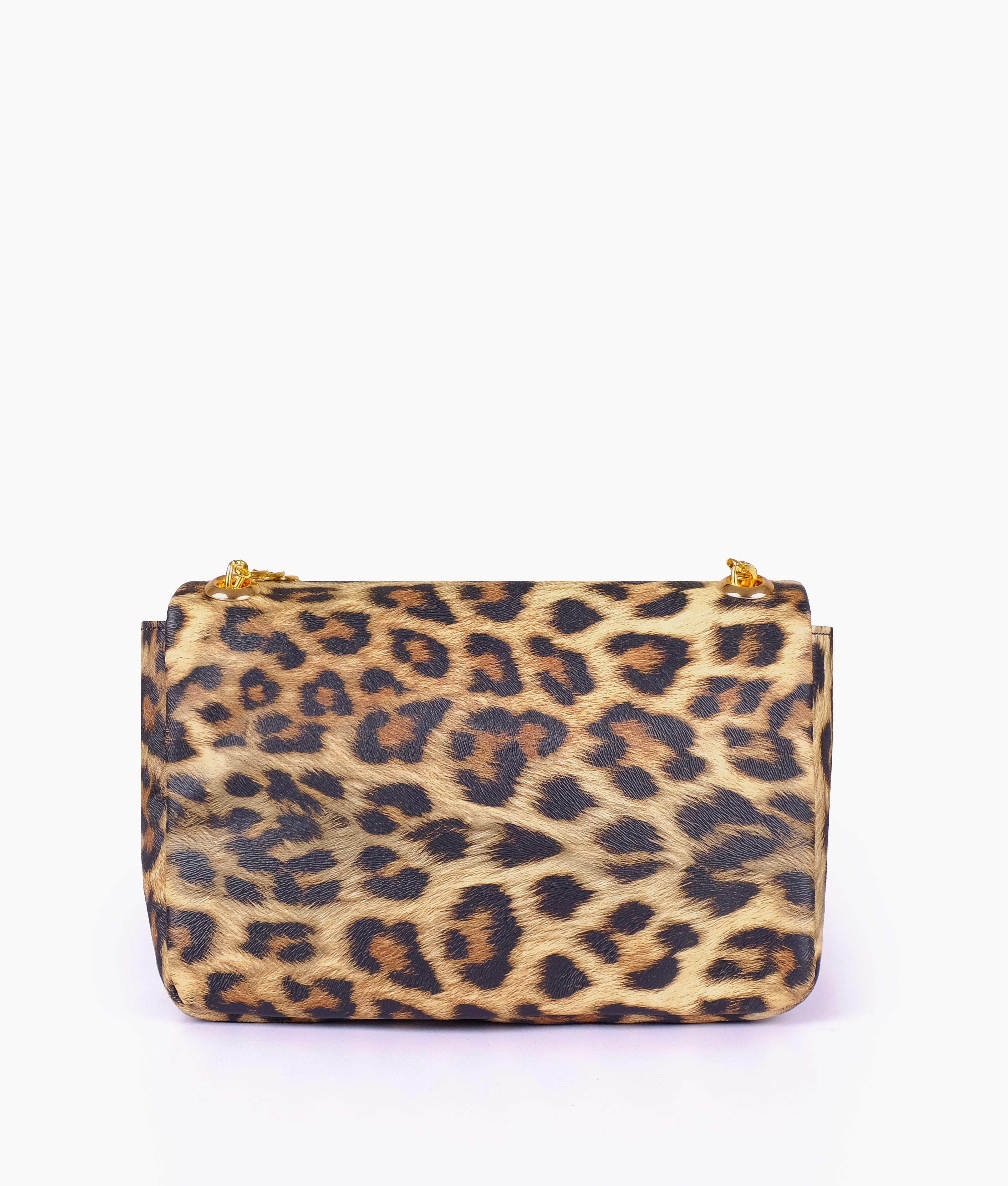 Beige printed mini bag with chain