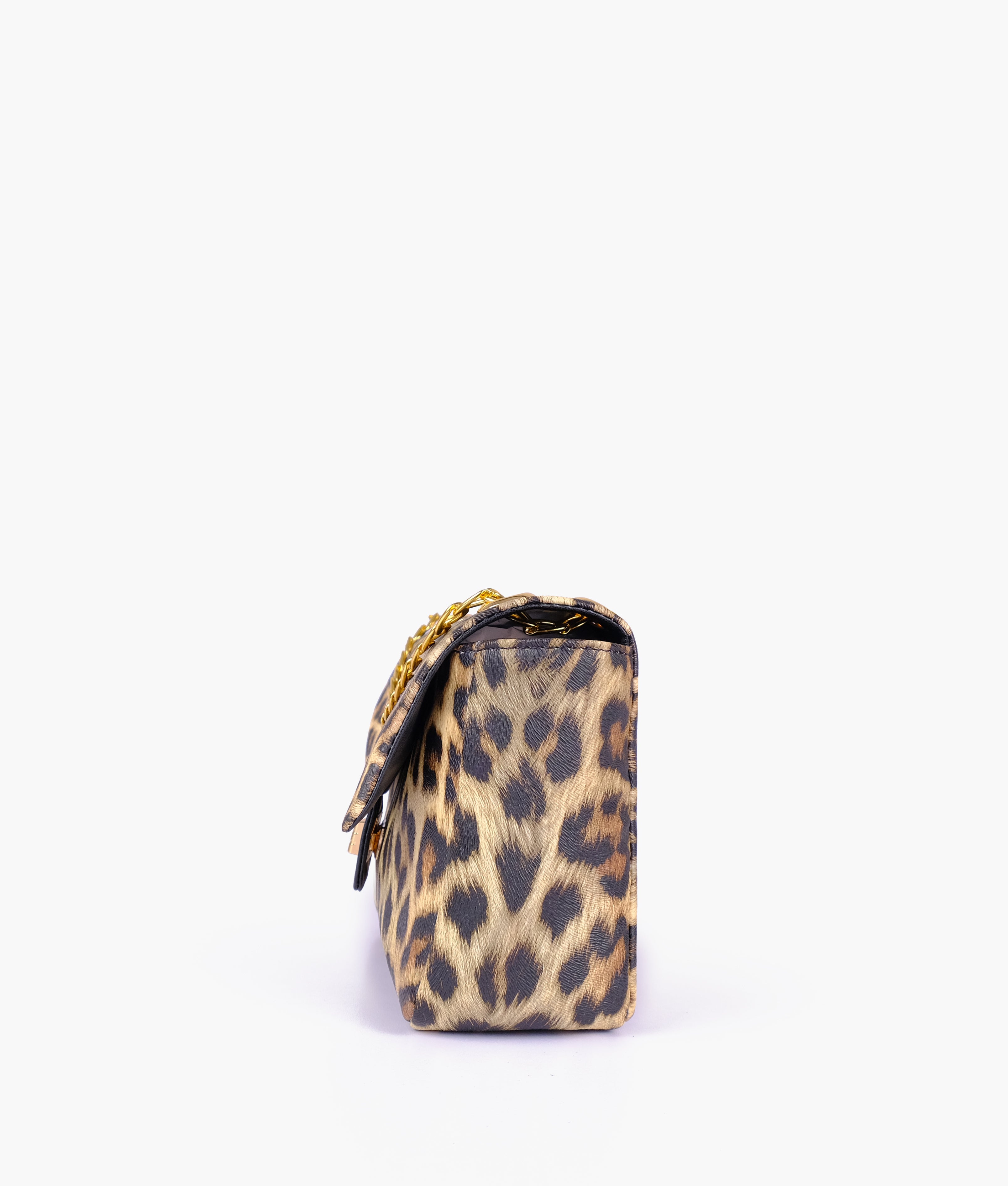 Beige printed mini bag with chain
