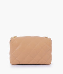 Beige quilted mini bag with chain