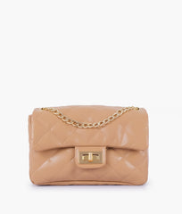 Beige quilted mini bag with chain