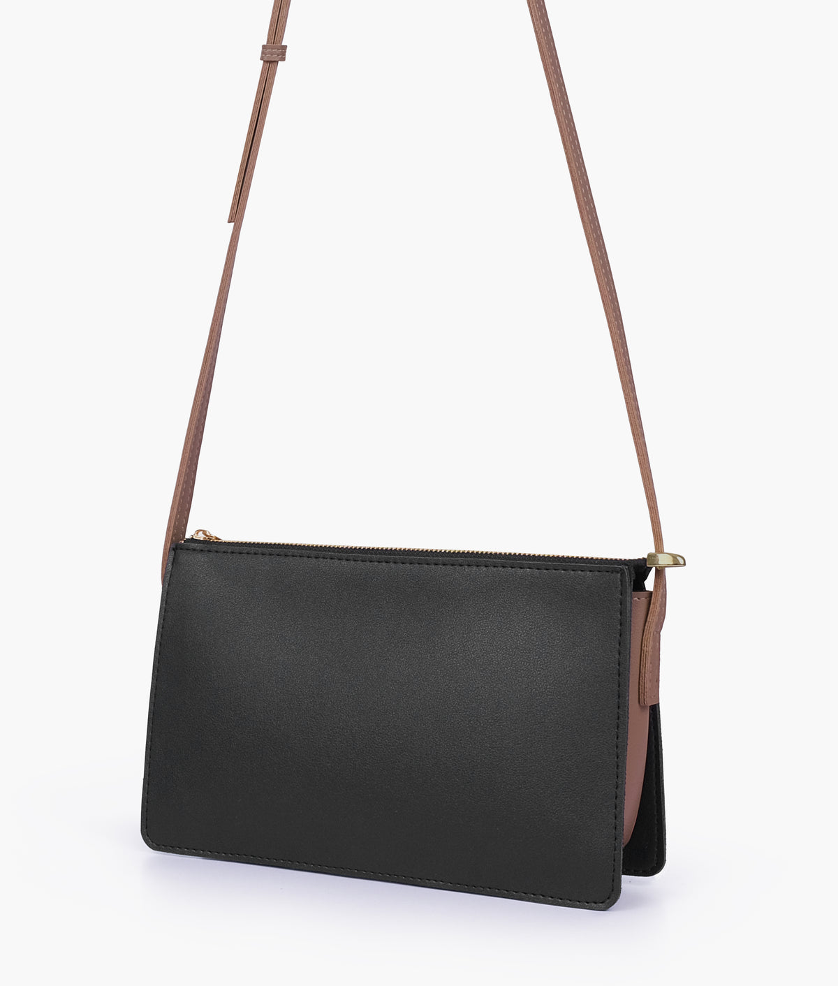 Black and brown flat purse