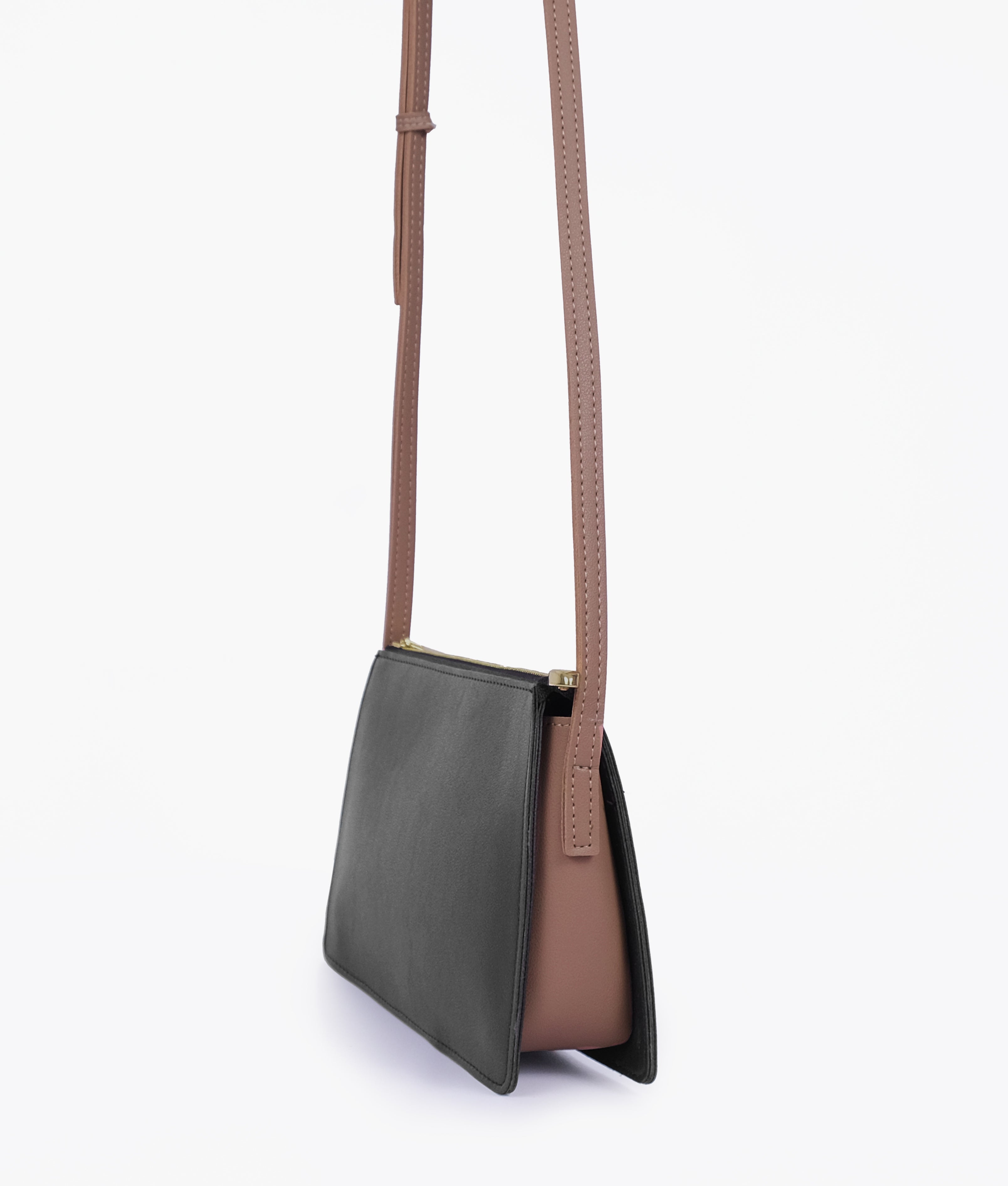 Black and brown flat purse