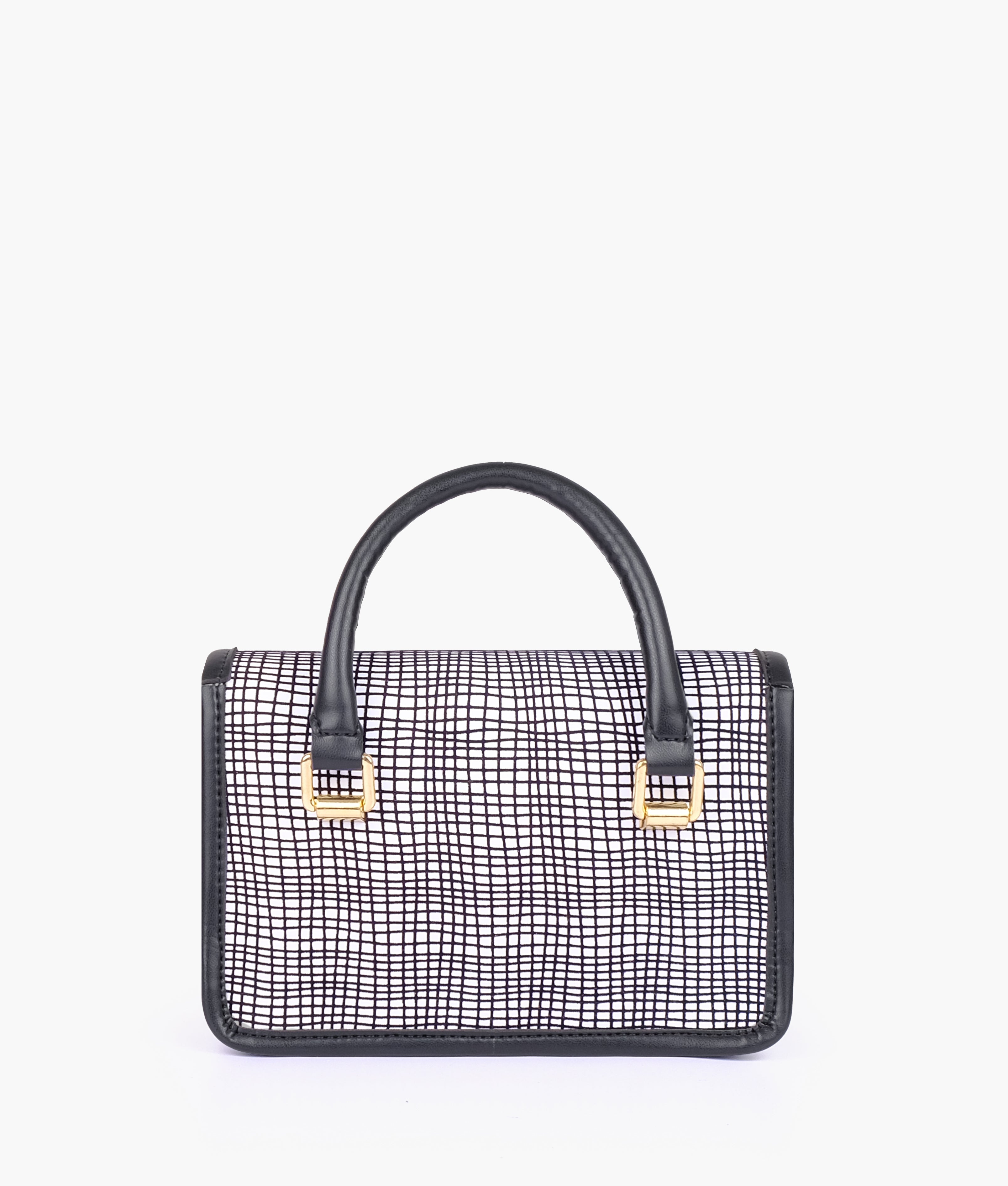 Black and white patterned cross-body with flap