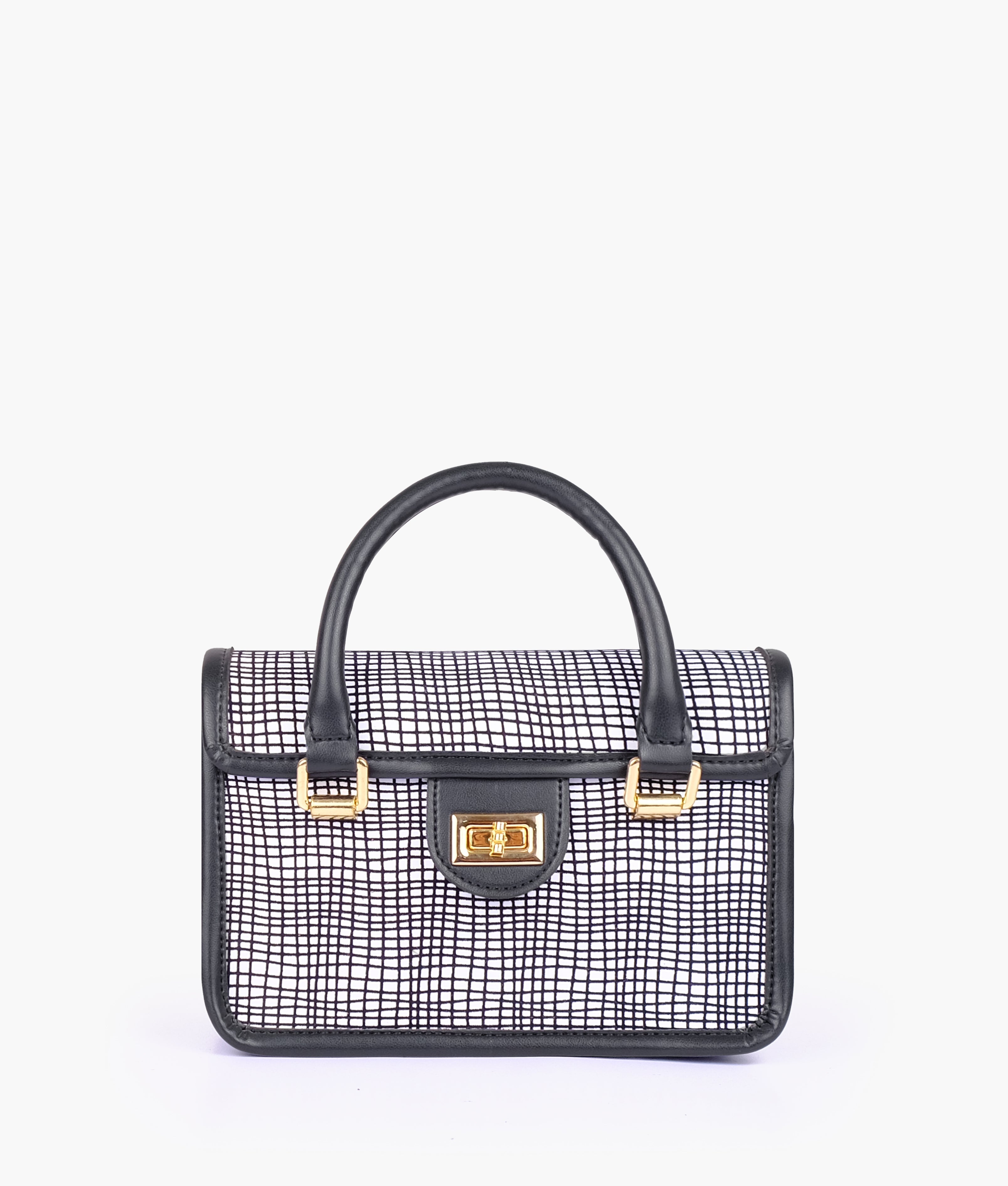 Black and white patterned cross-body with flap