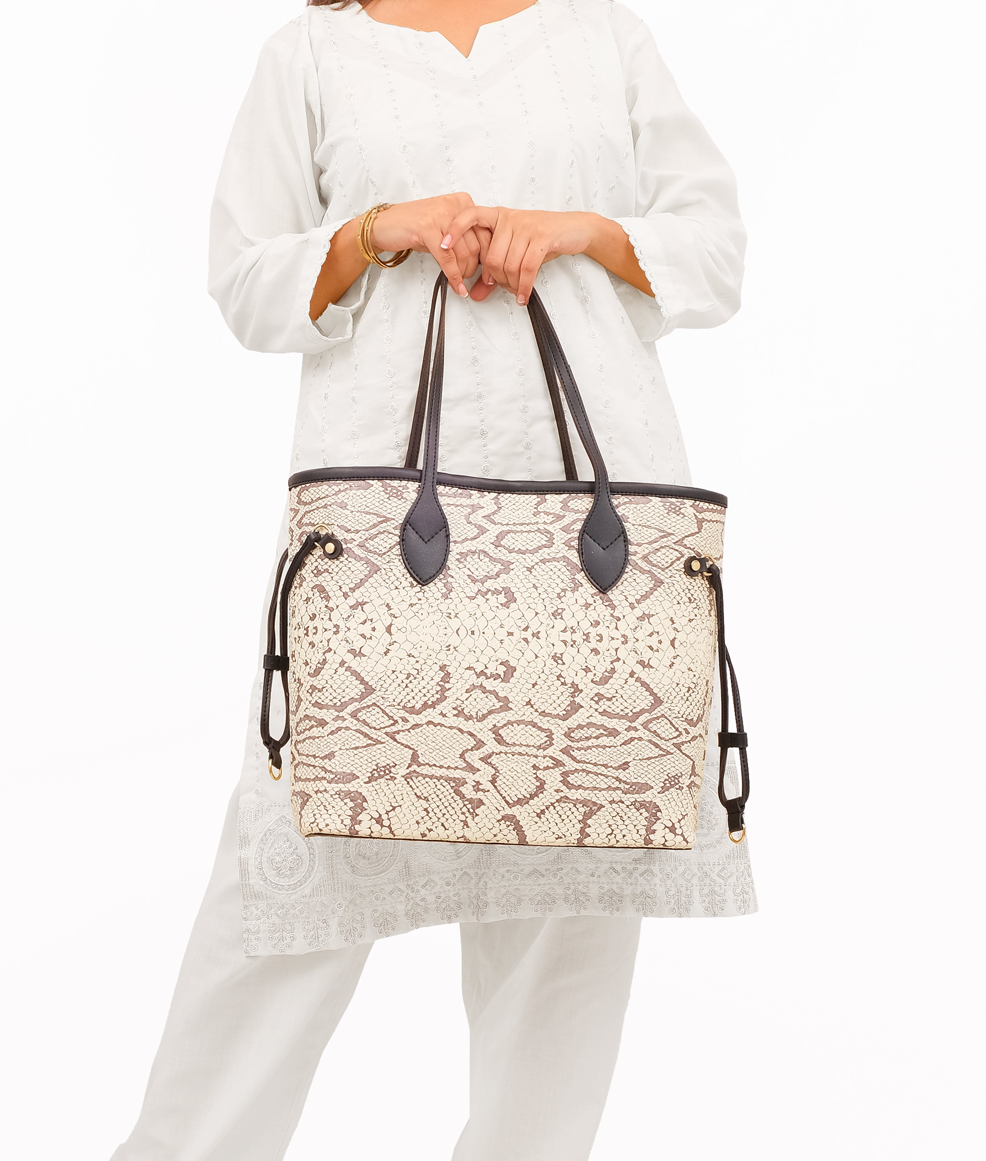 Black and white snake neverfull tote bag